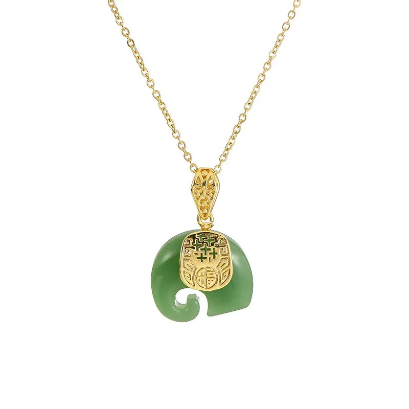 Hetian Jade Elephant Pendant Necklace Woman