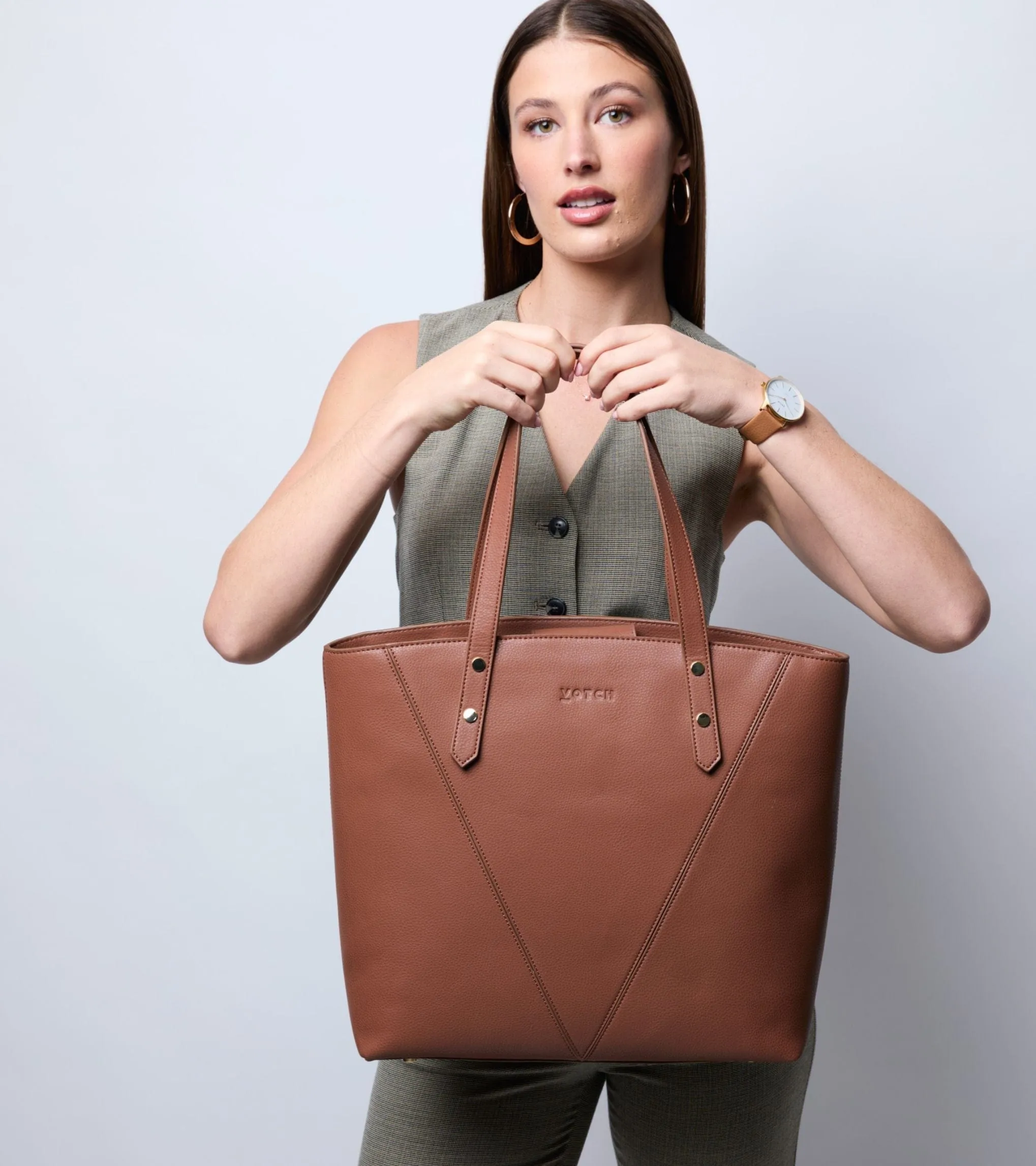 Honor Vegan Bio-Based Bamboo Leather Tote Bag | Brown