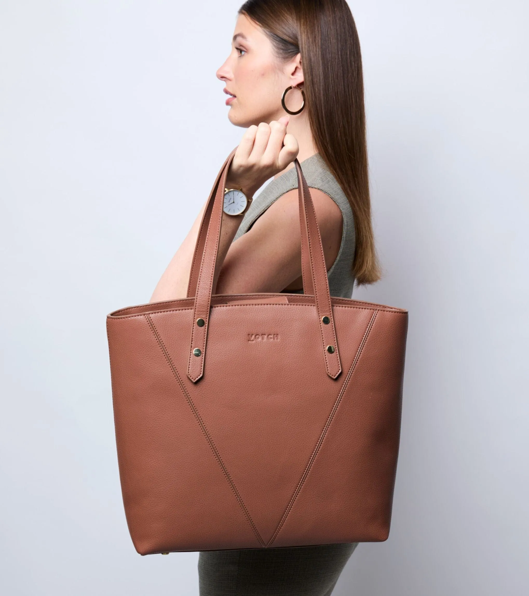 Honor Vegan Bio-Based Bamboo Leather Tote Bag | Brown