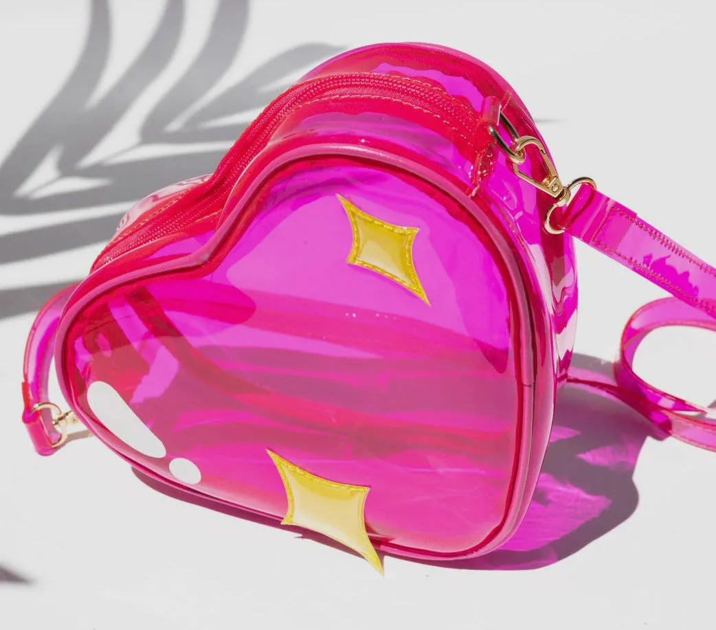 Hot Pink Sparkle Heart Jelly Handbag