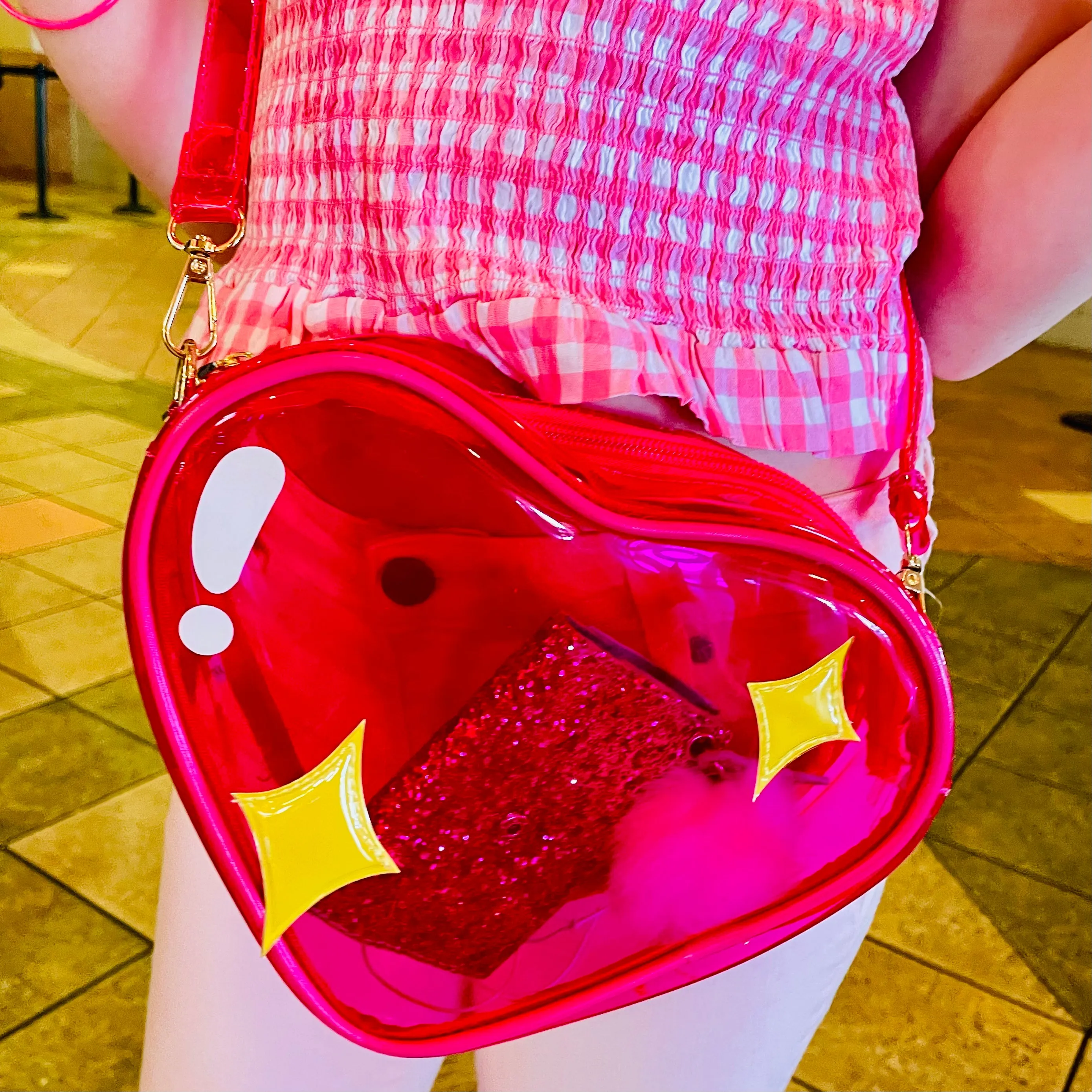 Hot Pink Sparkle Heart Jelly Handbag