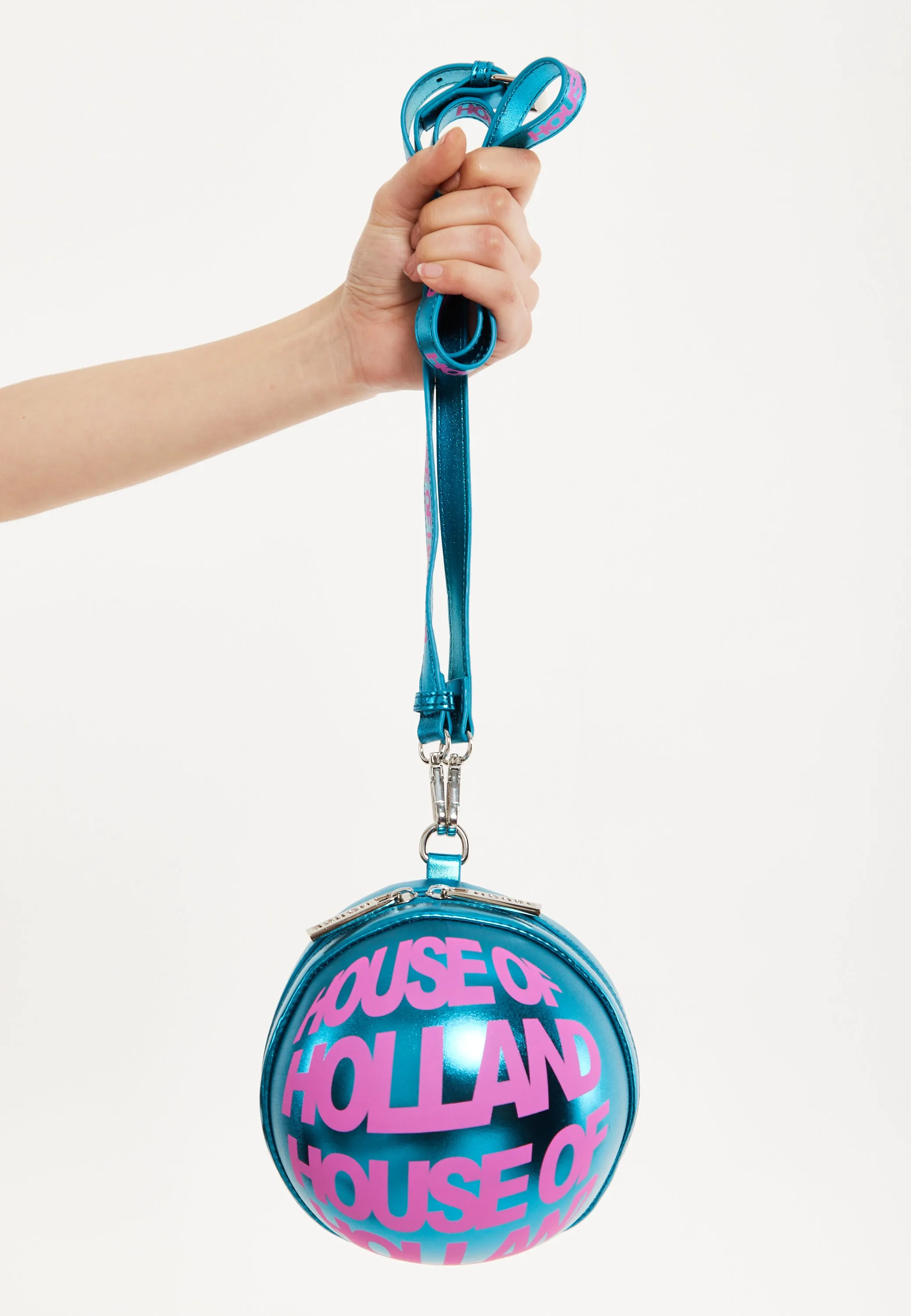 House of Holland Blue Metallic Sphere Crossbody Bag