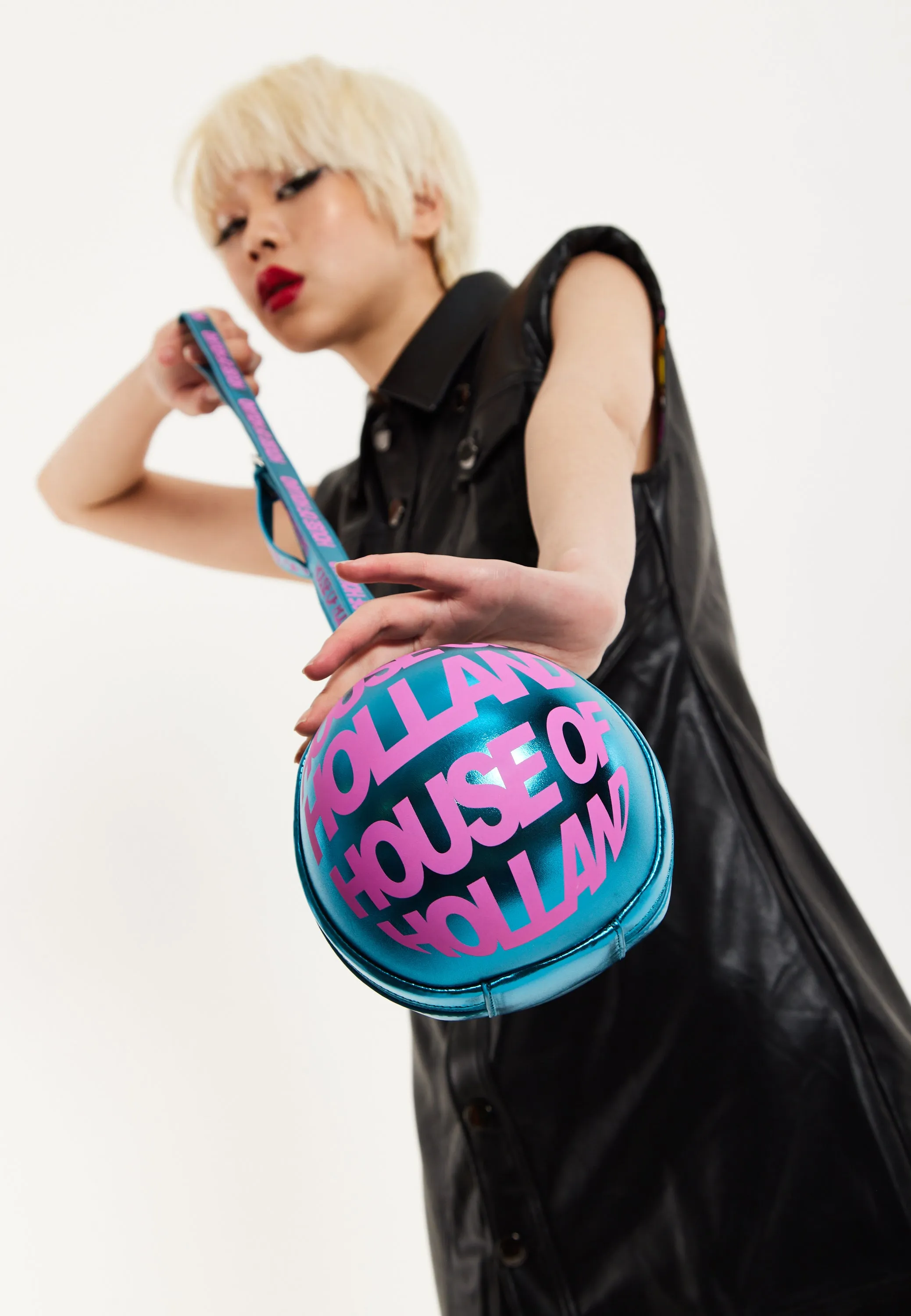 House of Holland Blue Metallic Sphere Crossbody Bag