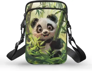 HUGS IDEA Cute Panda Print Small Messenger Bag Casual Shoulder Bag Mini Handbags Phone Bag for Women Crossbody Pouch Satchel Bags
