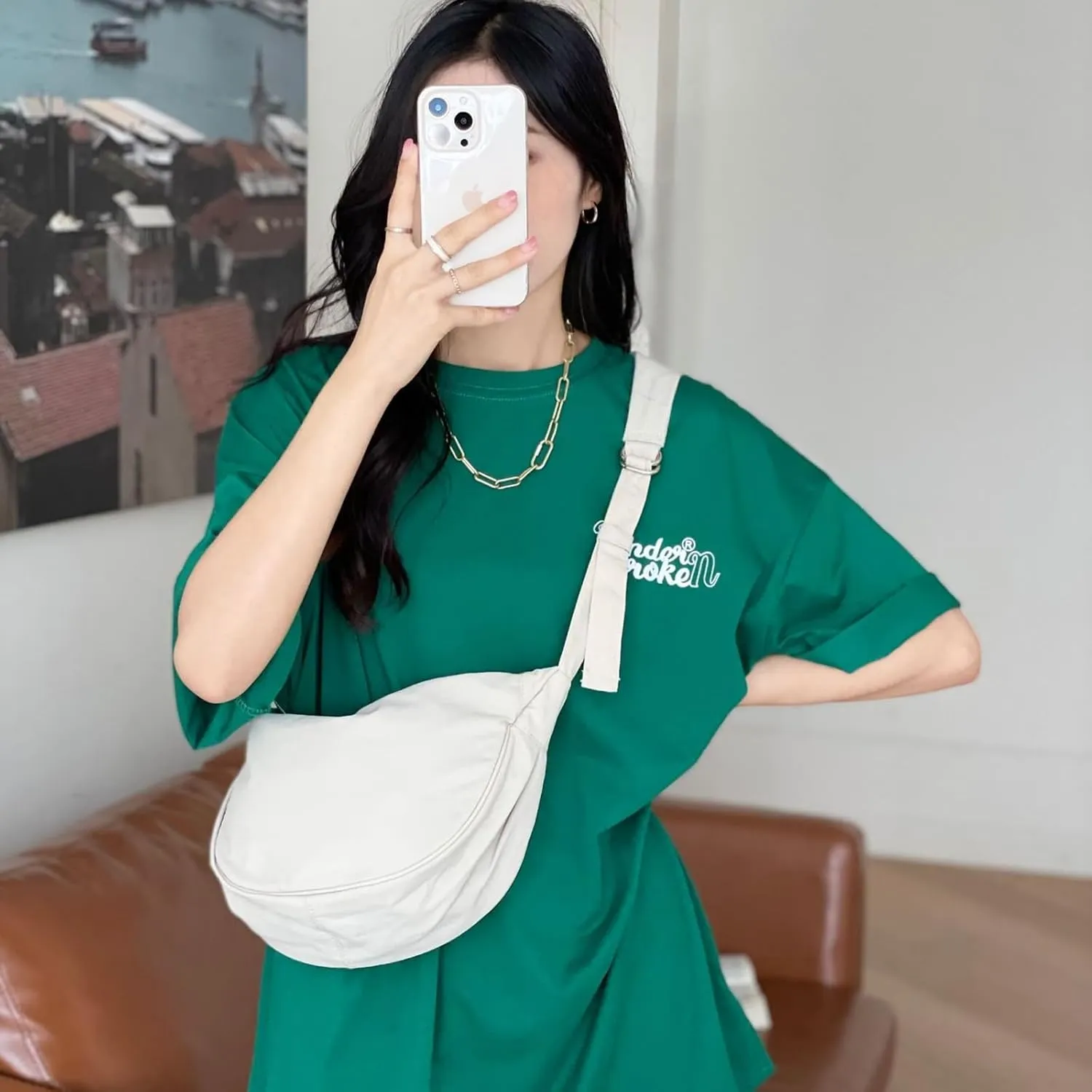 I IHAYNER Small Nylon Crescent Bag for Women Lightweight Crossbody Purse Casual Shoulder Bags