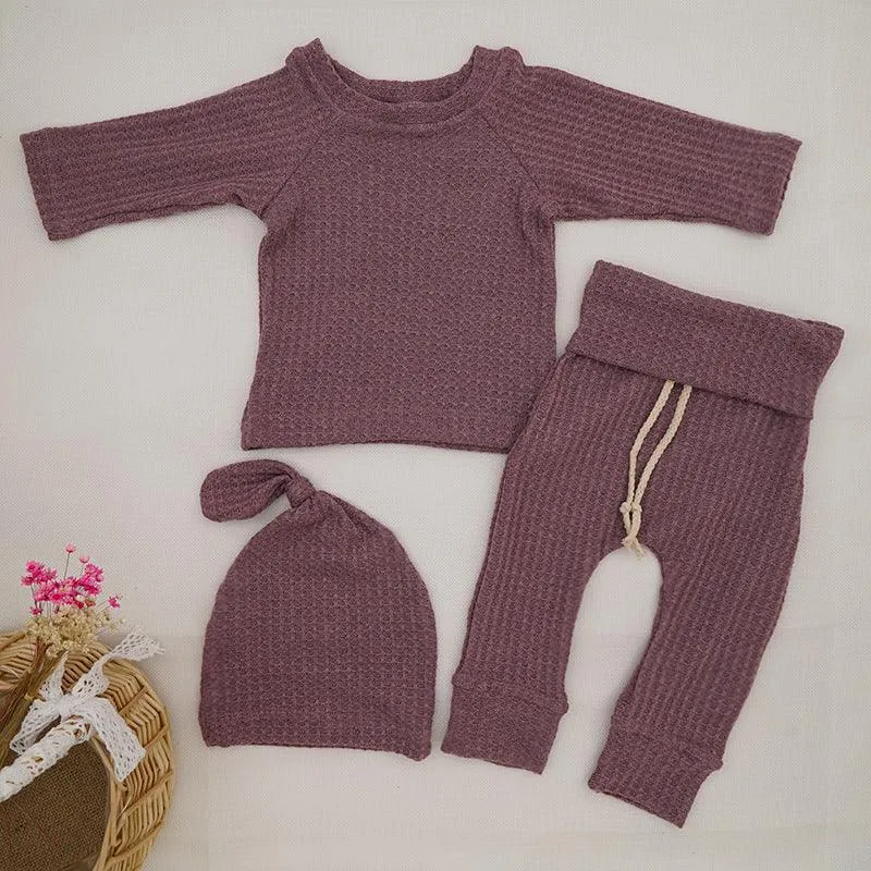 INS Foreign Trade Korean Super Hot Autumn And Winter Infant Waffle Long Sleeve Top And Trousers Suit Children's Loungewear