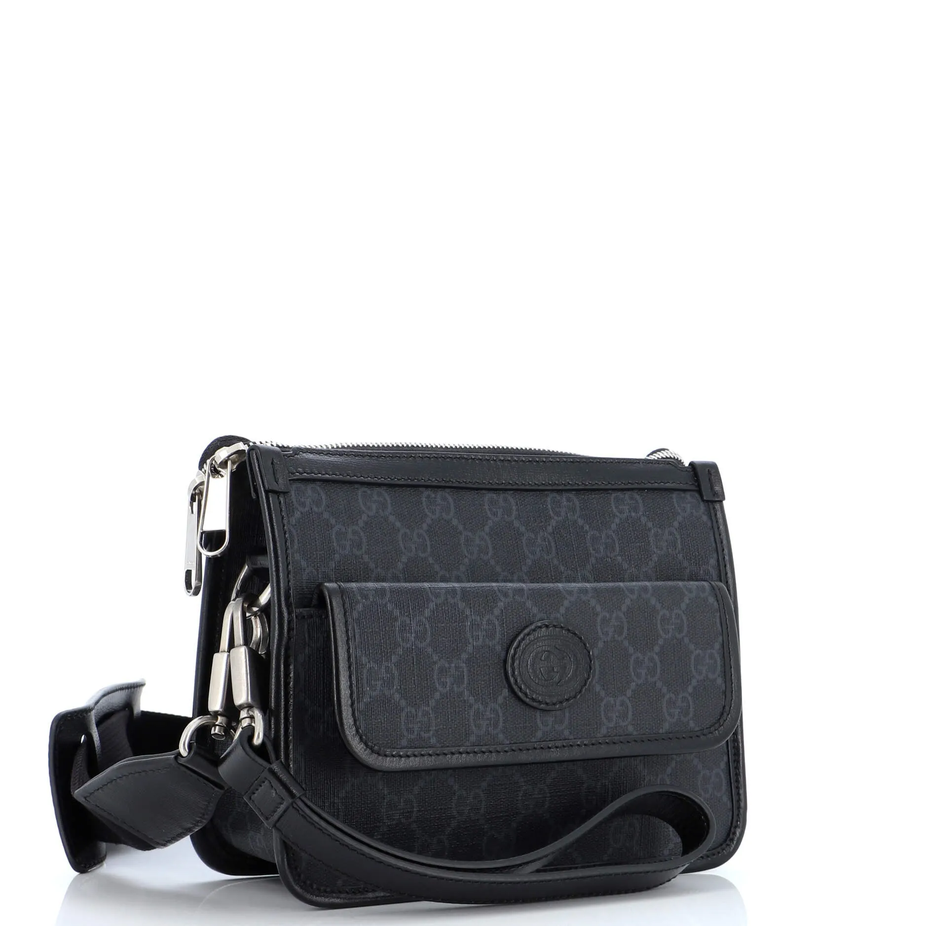 Interlocking G Patch Wristlet Flap Messenger Bag GG Coated Canvas Small