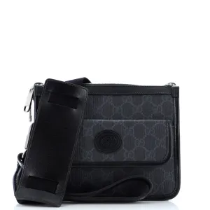 Interlocking G Patch Wristlet Flap Messenger Bag GG Coated Canvas Small