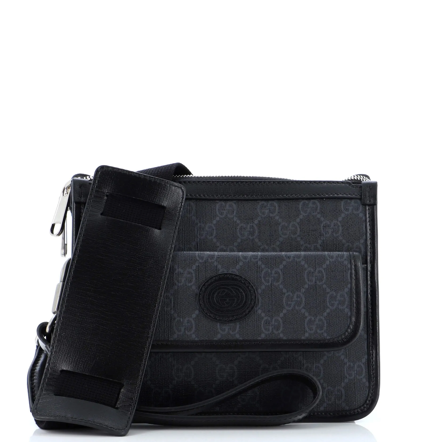 Interlocking G Patch Wristlet Flap Messenger Bag GG Coated Canvas Small
