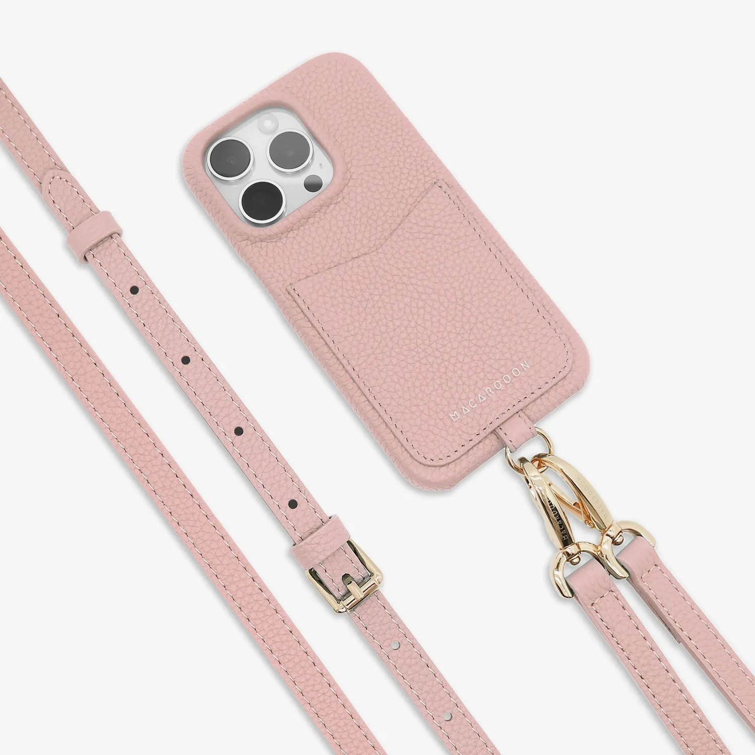 iPhone 15 Pro Max Leather Sling Card Case with Crossbody Leather Strap