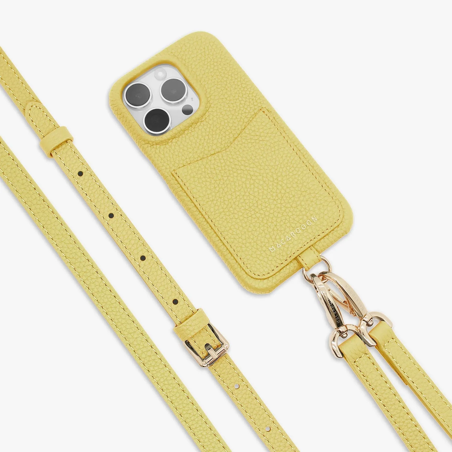 iPhone 15 Pro Max Leather Sling Card Case with Crossbody Leather Strap