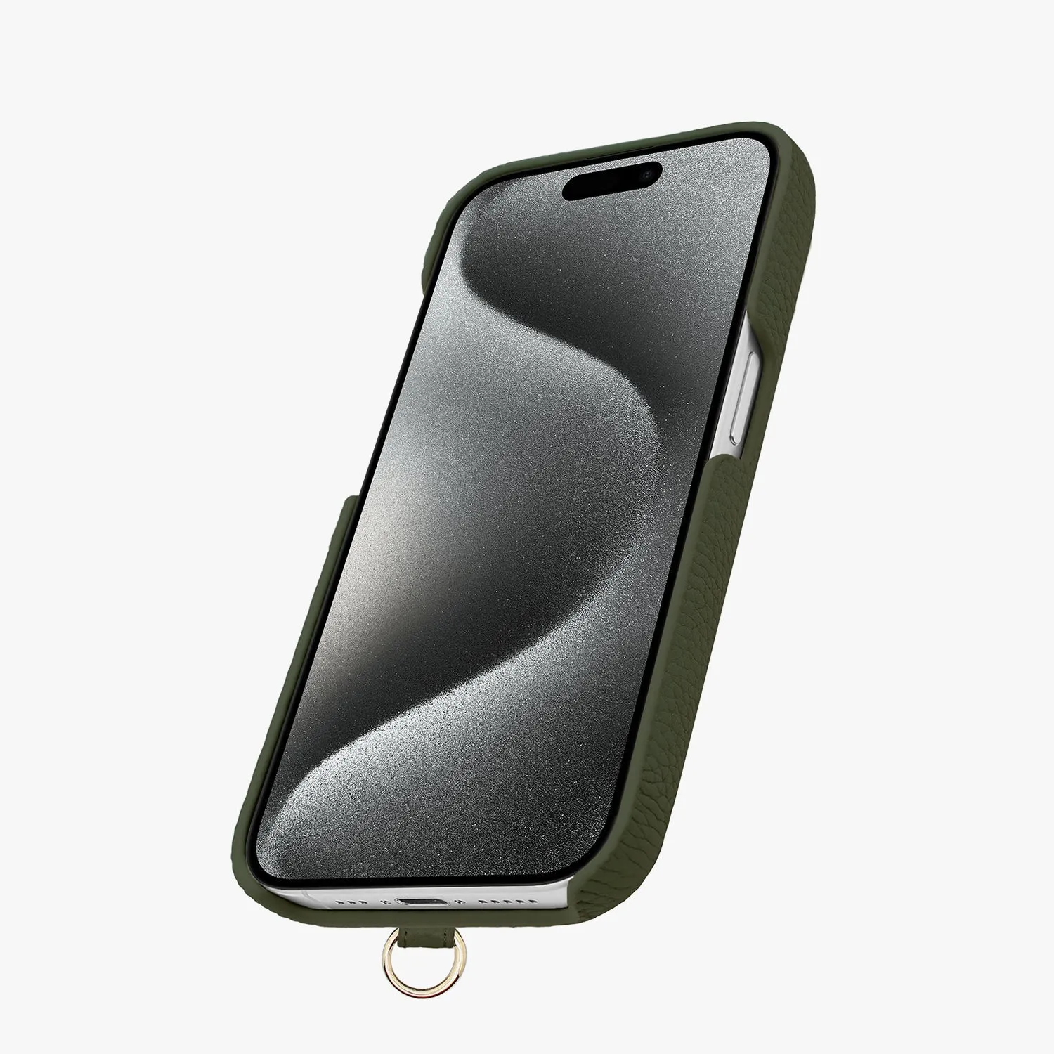 iPhone 15 Pro Max Leather Sling Card Case with Crossbody Leather Strap