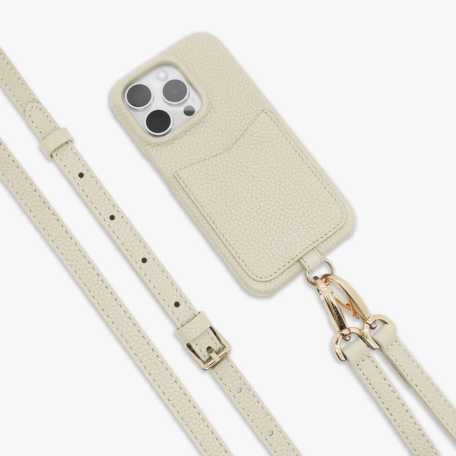 iPhone 15 Pro Max Leather Sling Card Case with Crossbody Leather Strap