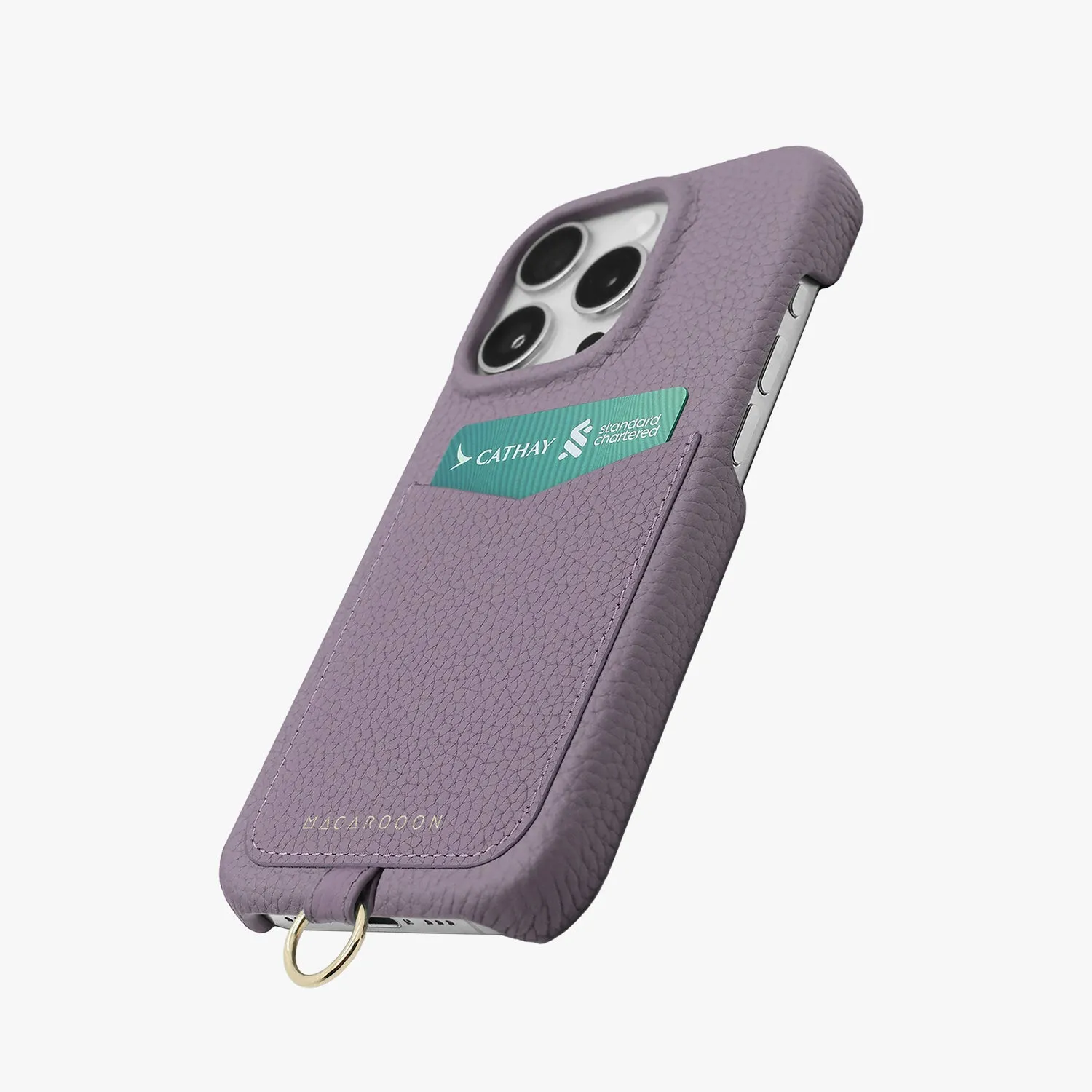 iPhone 15 Pro Max Leather Sling Card Case with Crossbody Leather Strap