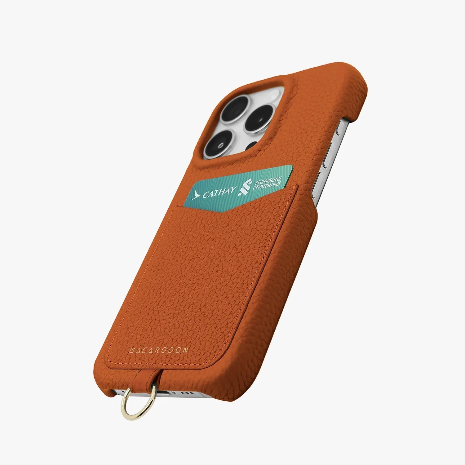 iPhone 15 Pro Max Leather Sling Card Case with Crossbody Leather Strap