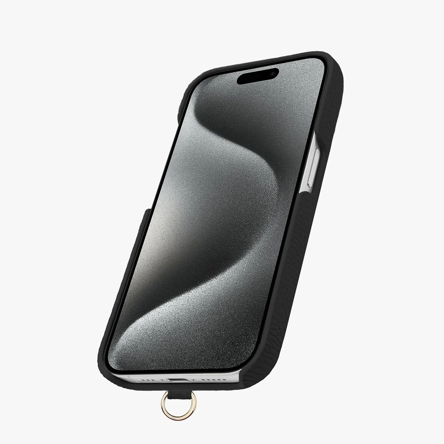 iPhone 15 Pro Max Leather Sling Card Case with Crossbody Leather Strap