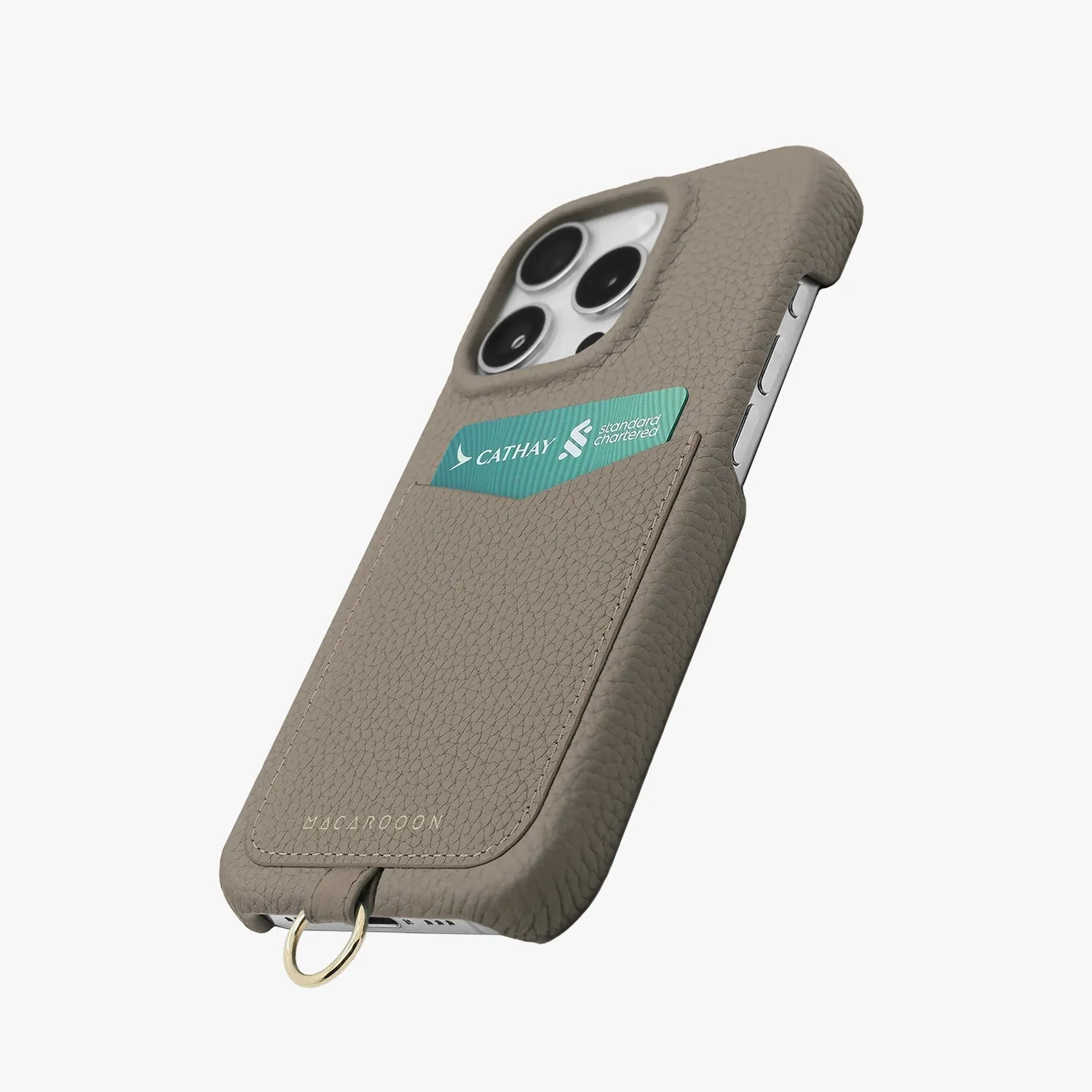 iPhone 15 Pro Max Leather Sling Card Case with Crossbody Leather Strap