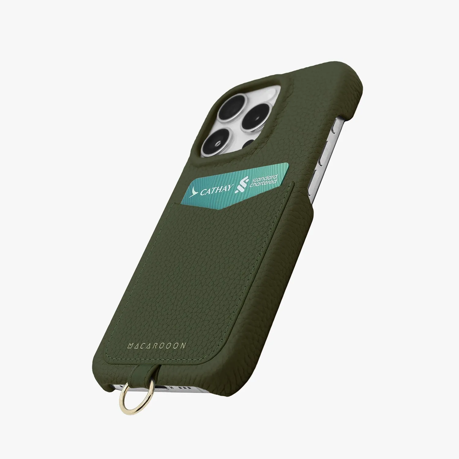 iPhone 15 Pro Max Leather Sling Card Case with Crossbody Leather Strap