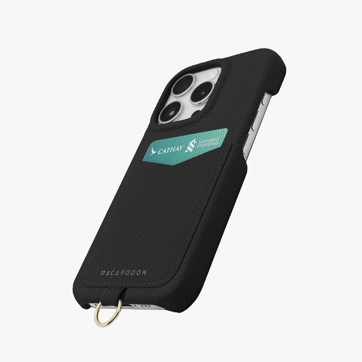 iPhone 15 Pro Max Leather Sling Card Case with Crossbody Leather Strap