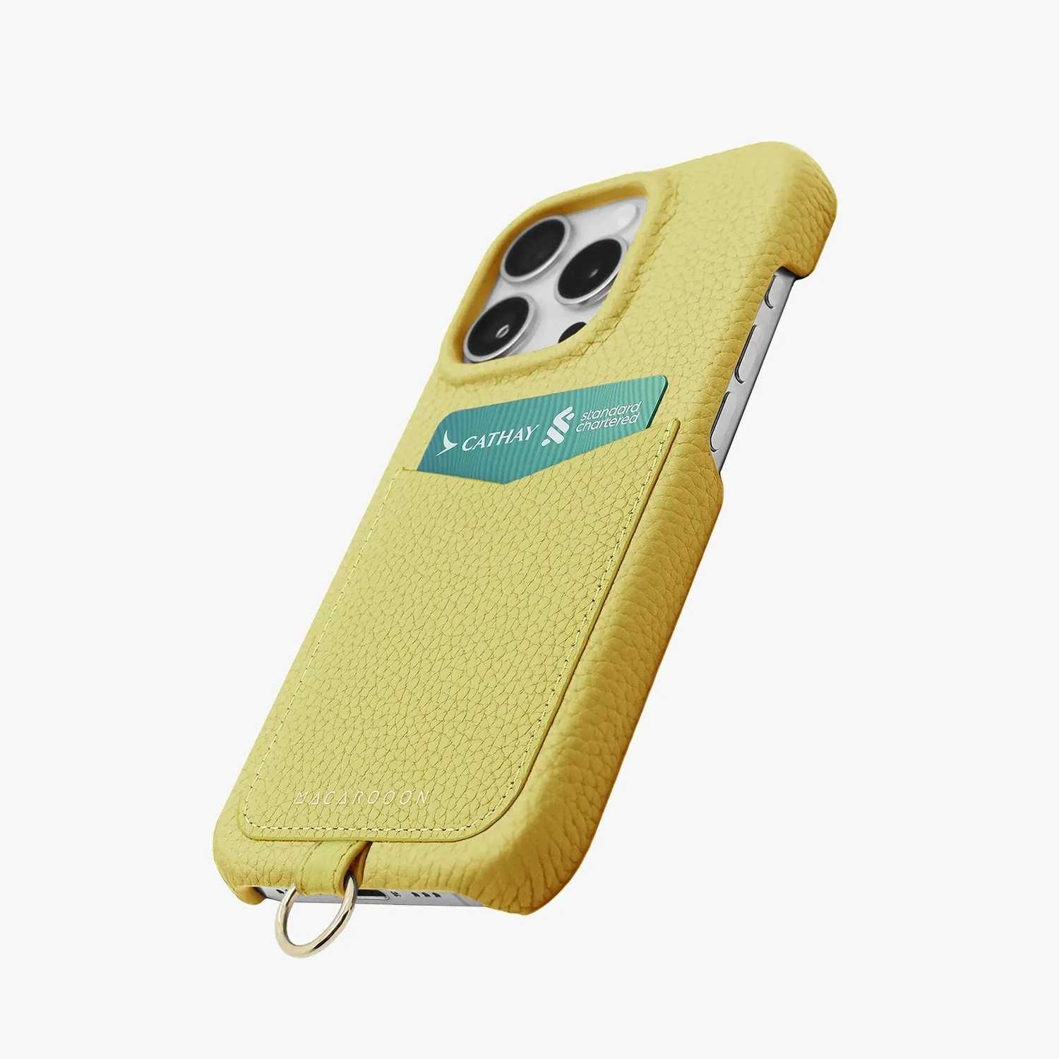 iPhone 15 Pro Max Leather Sling Card Case with Crossbody Leather Strap