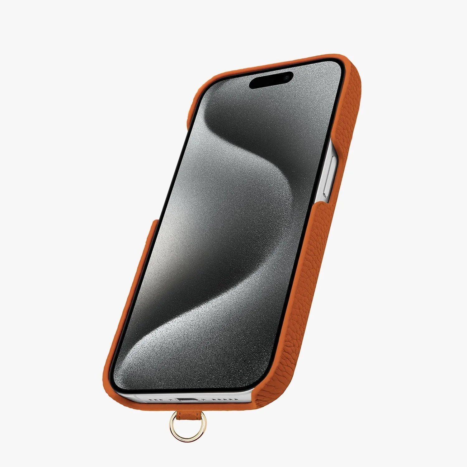 iPhone 15 Pro Max Leather Sling Card Case with Crossbody Leather Strap