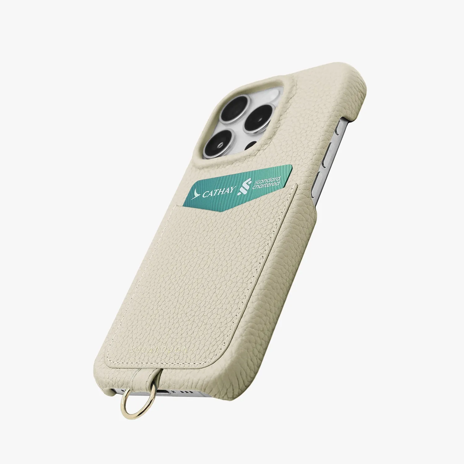 iPhone 15 Pro Max Leather Sling Card Case with Crossbody Leather Strap