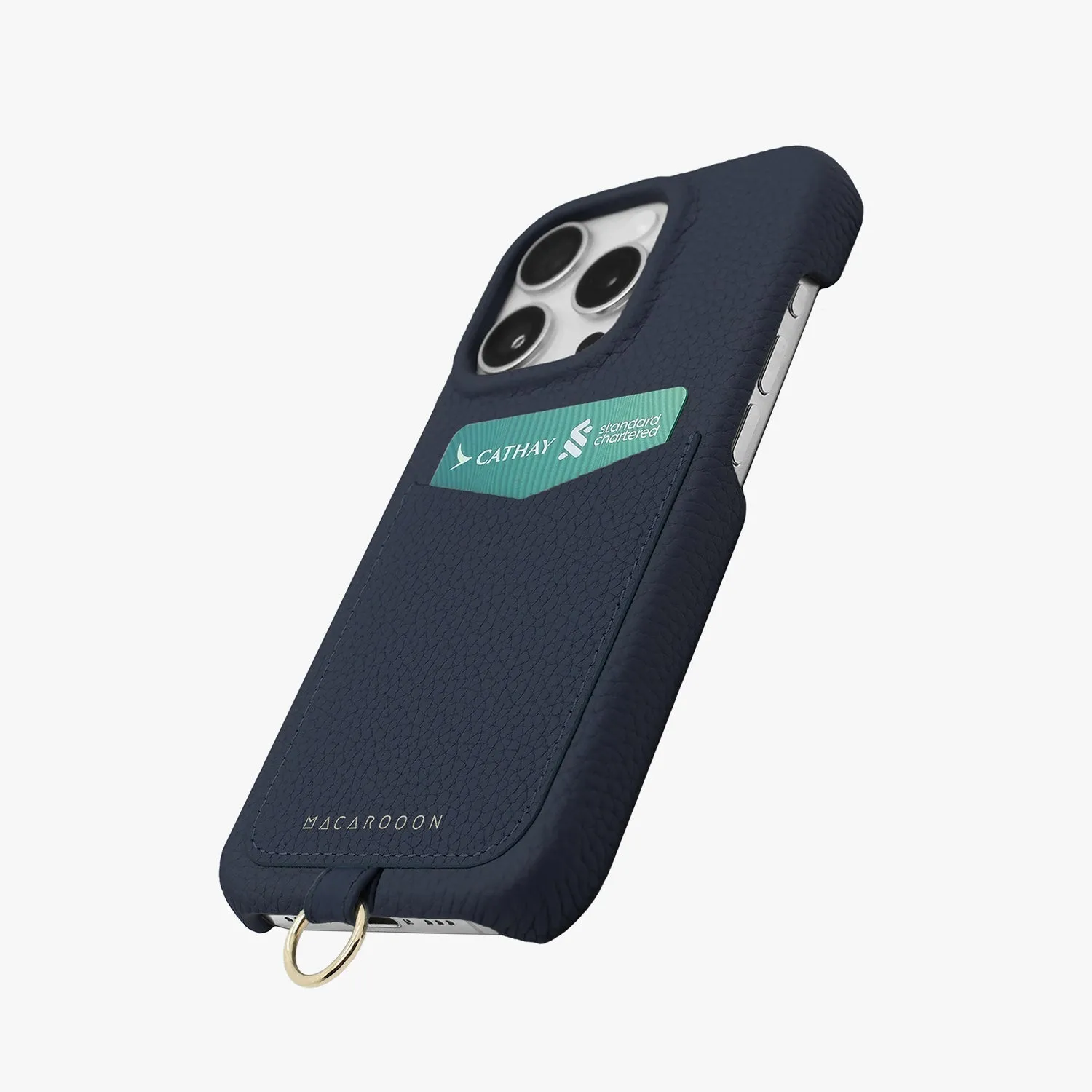 iPhone 15 Pro Max Leather Sling Card Case with Crossbody Leather Strap