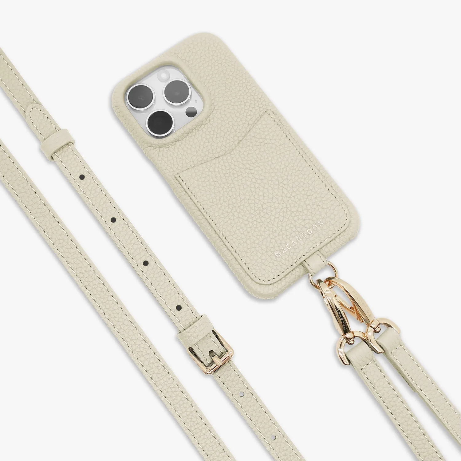 iPhone 15 Pro Max Leather Sling Card Case with Crossbody Leather Strap
