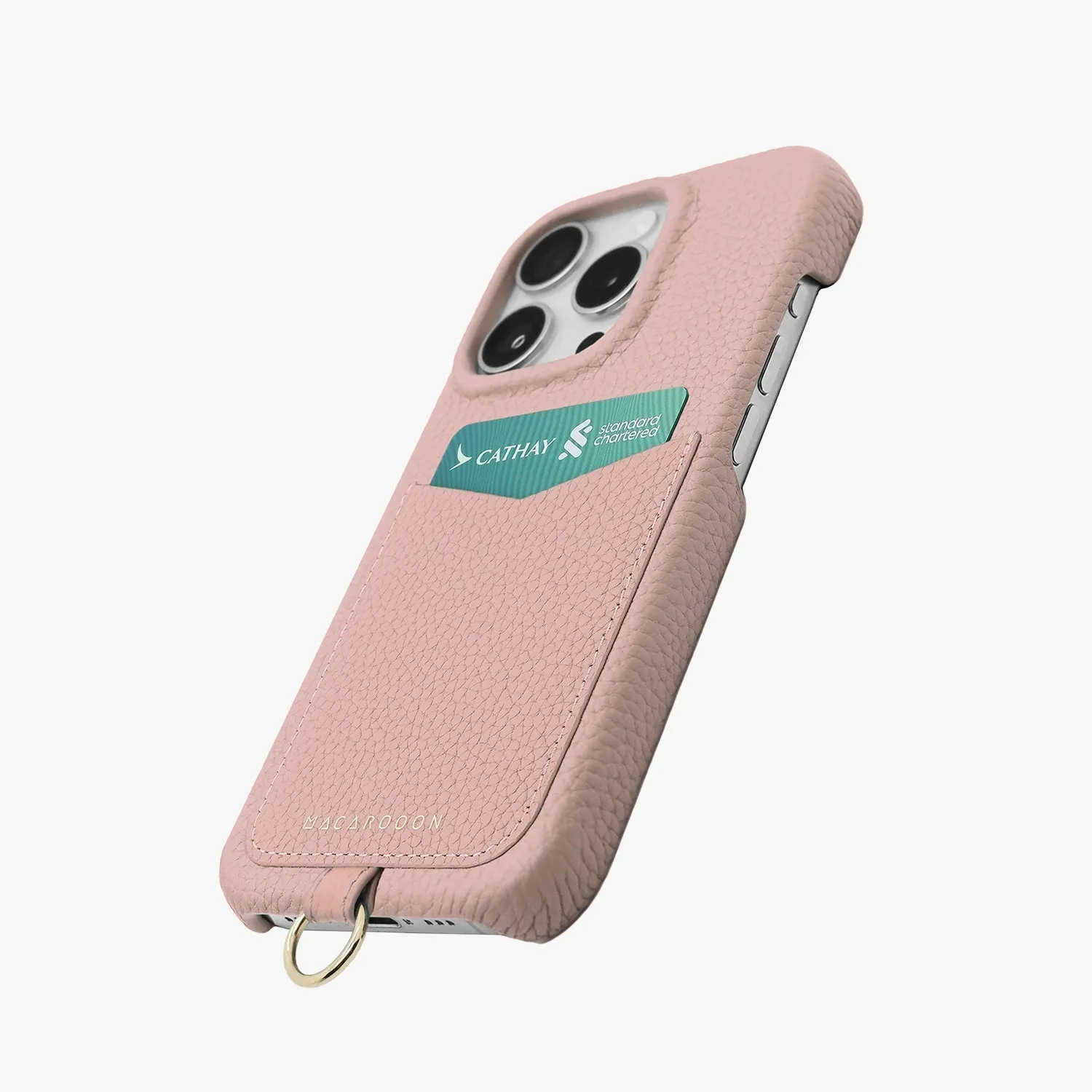 iPhone 15 Pro Max Leather Sling Card Case with Crossbody Leather Strap