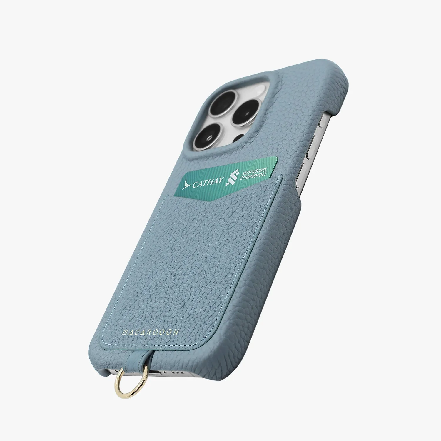 iPhone 15 Pro Max Leather Sling Card Case with Crossbody Leather Strap