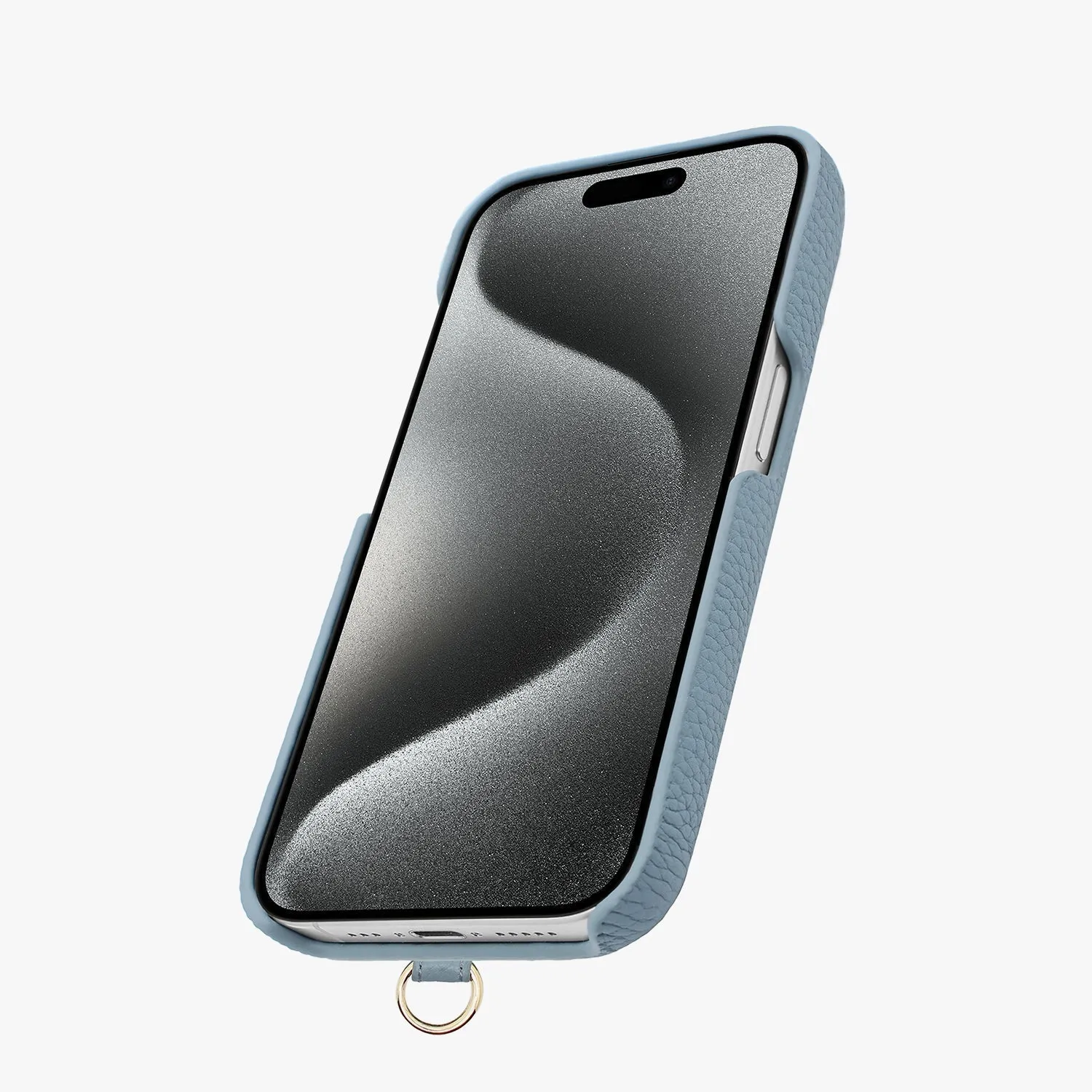 iPhone 15 Pro Max Leather Sling Card Case with Crossbody Leather Strap