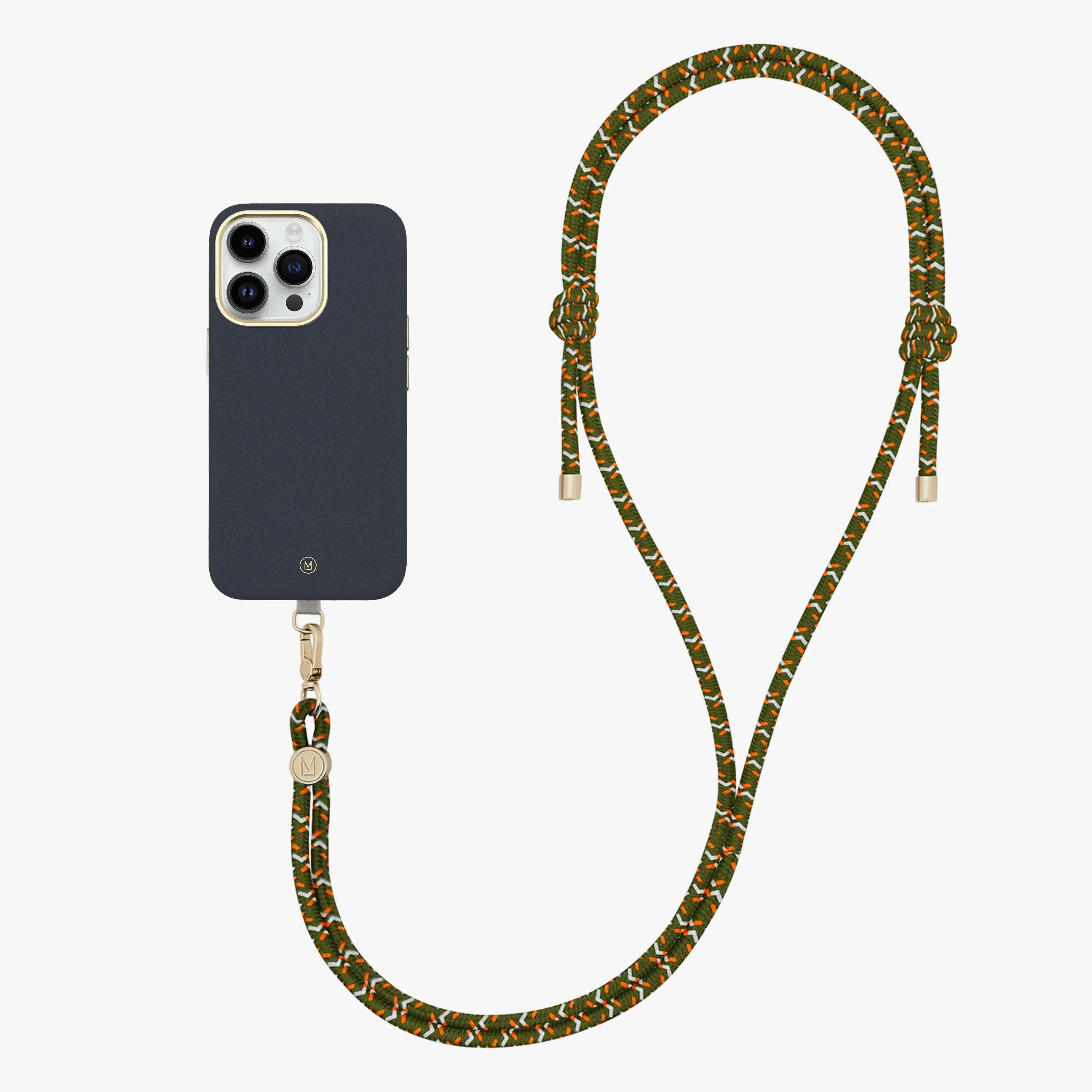 iPhone 16 Pro Max Leather MagSafe Case with Crossbody Rope Strap