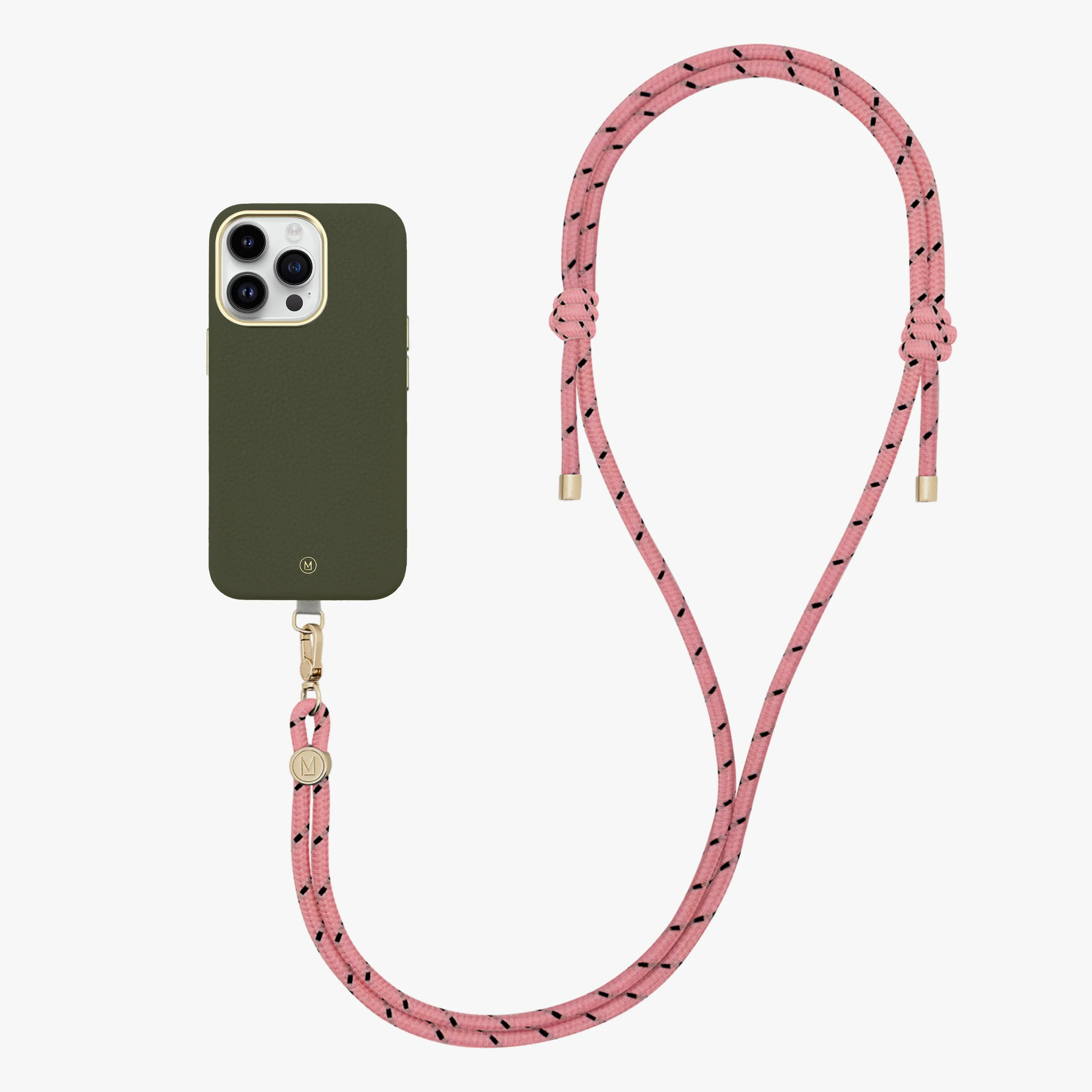 iPhone 16 Pro Max Leather MagSafe Case with Crossbody Rope Strap