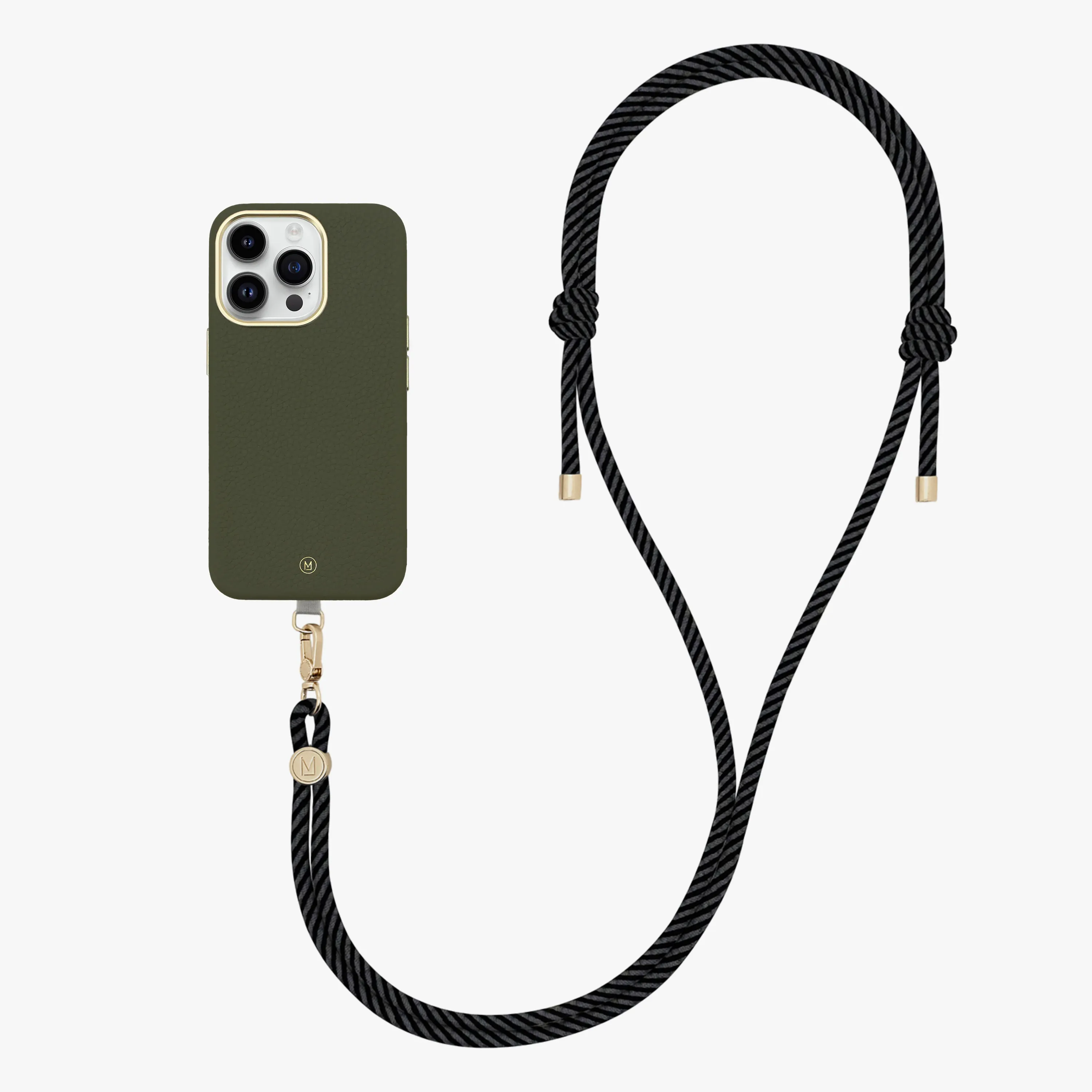 iPhone 16 Pro Max Leather MagSafe Case with Crossbody Rope Strap