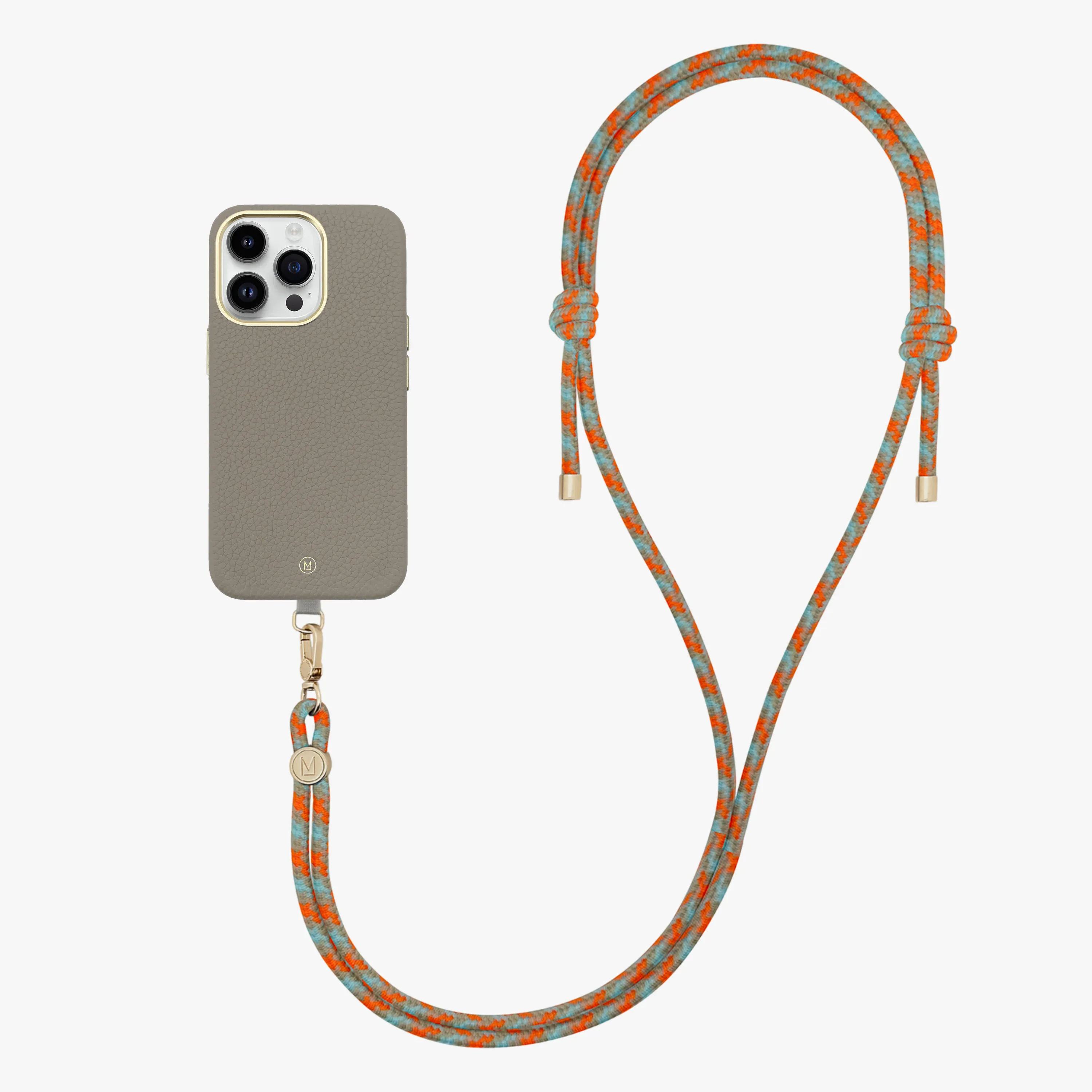 iPhone 16 Pro Max Leather MagSafe Case with Crossbody Rope Strap