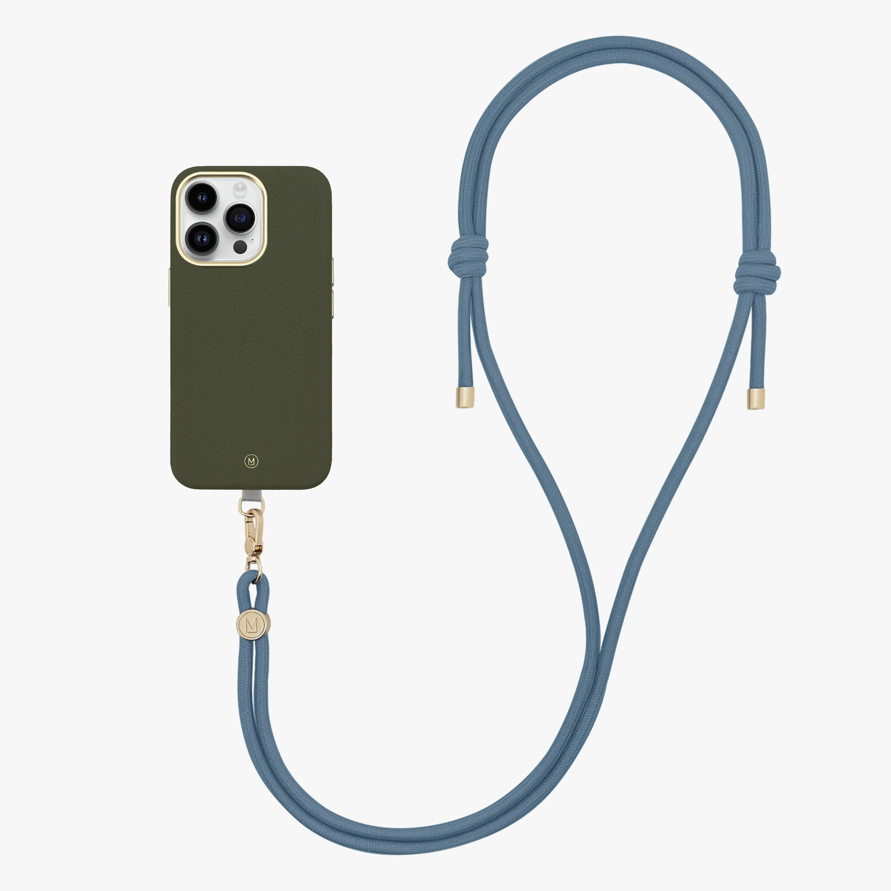 iPhone 16 Pro Max Leather MagSafe Case with Crossbody Rope Strap