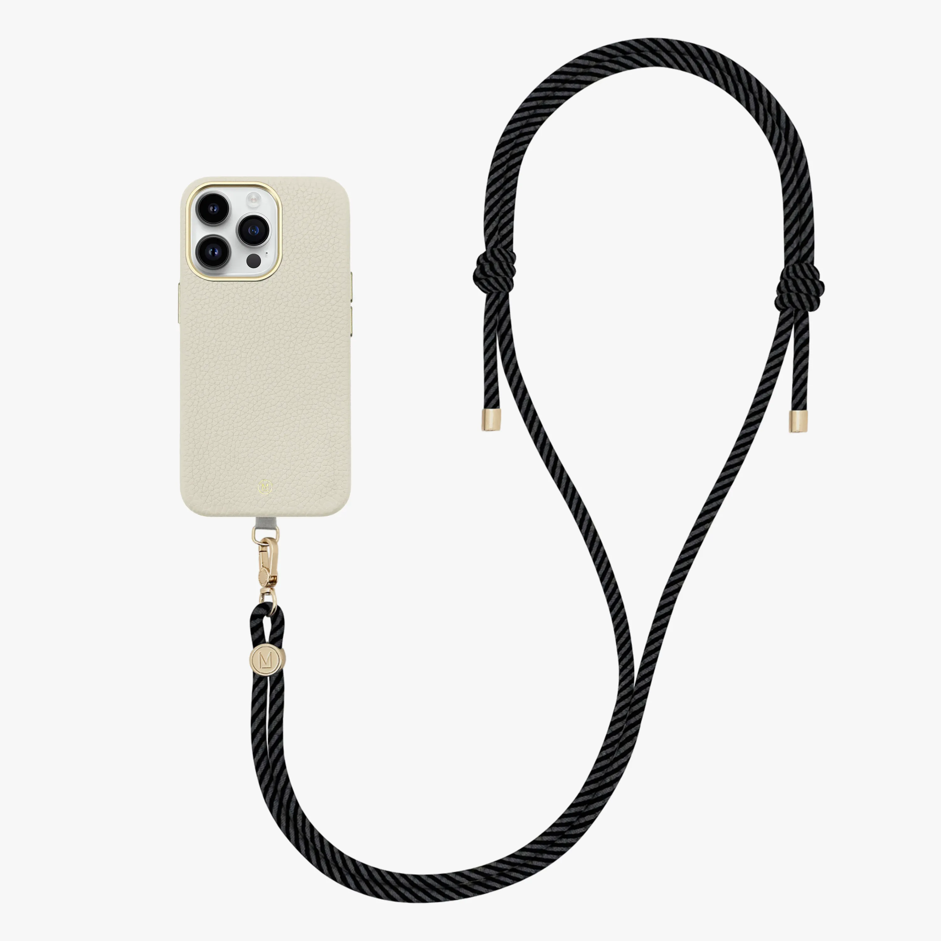iPhone 16 Pro Max Leather MagSafe Case with Crossbody Rope Strap