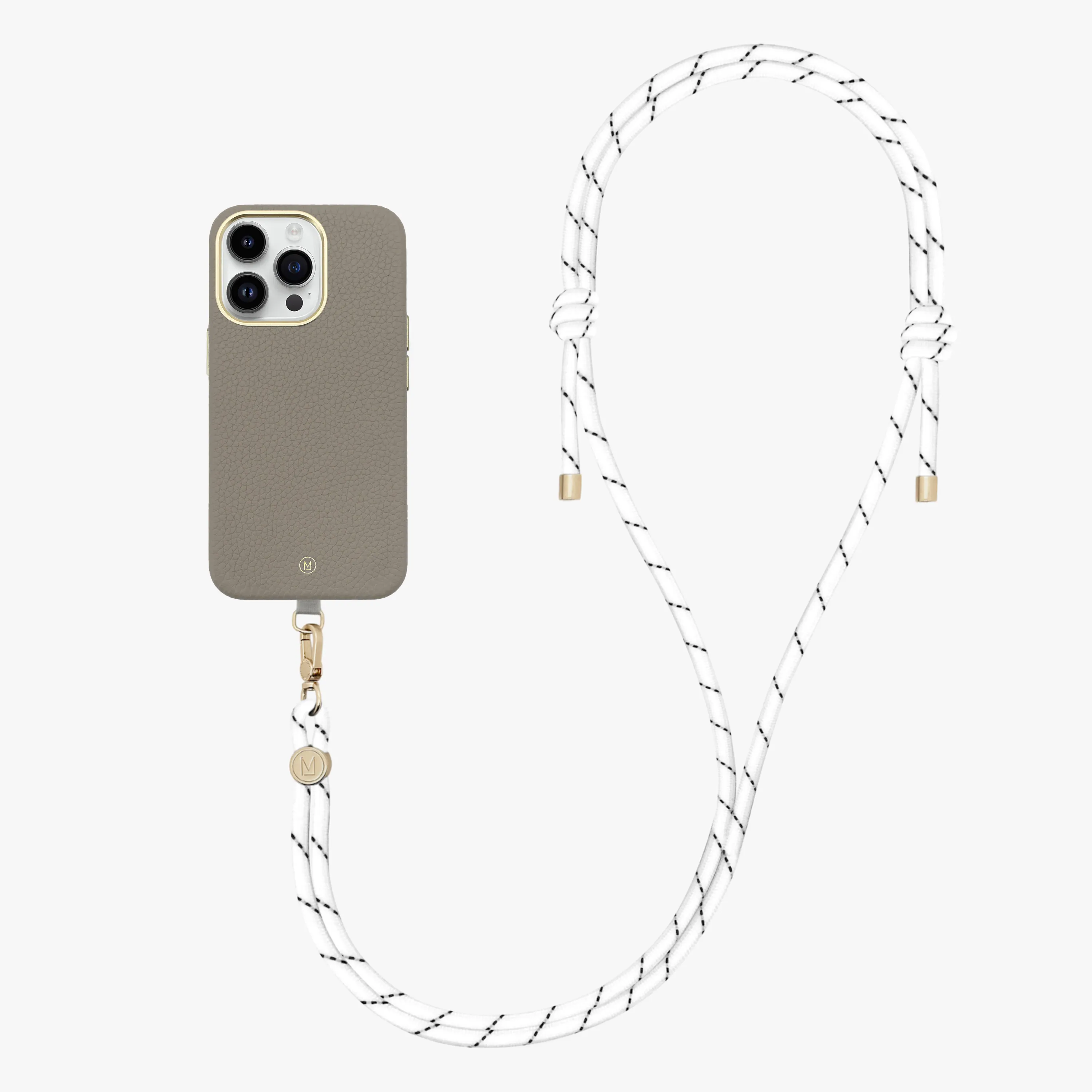 iPhone 16 Pro Max Leather MagSafe Case with Crossbody Rope Strap