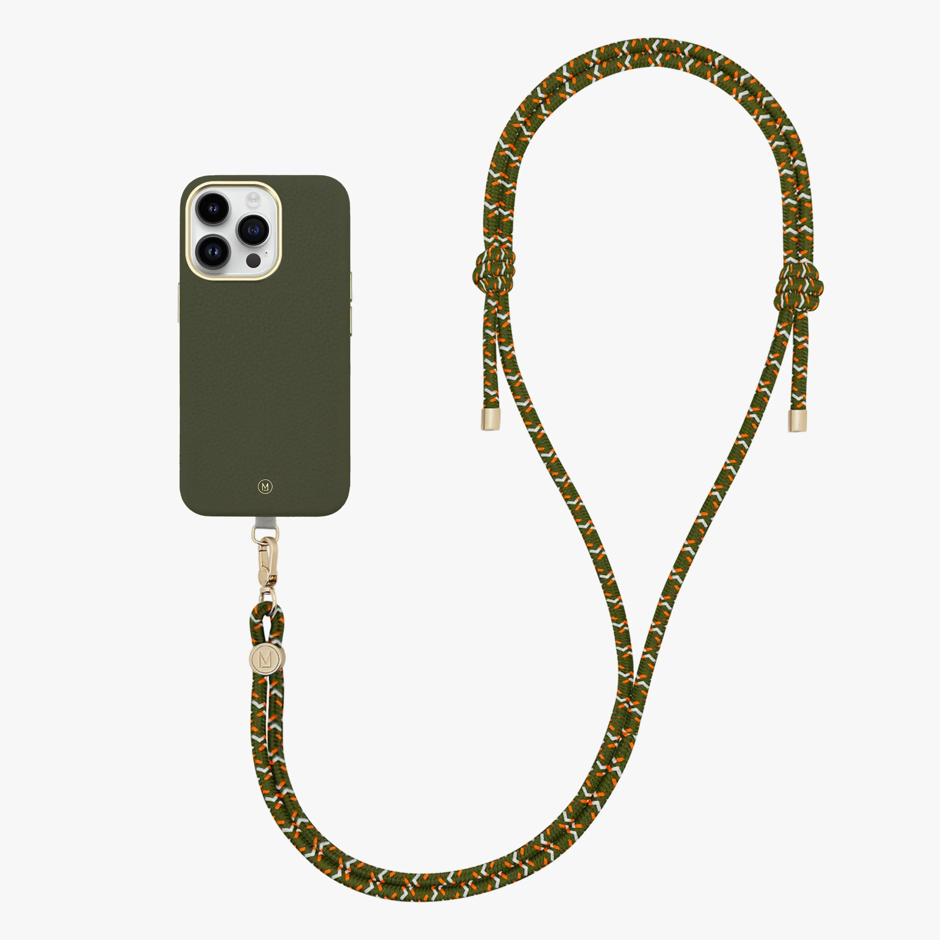 iPhone 16 Pro Max Leather MagSafe Case with Crossbody Rope Strap