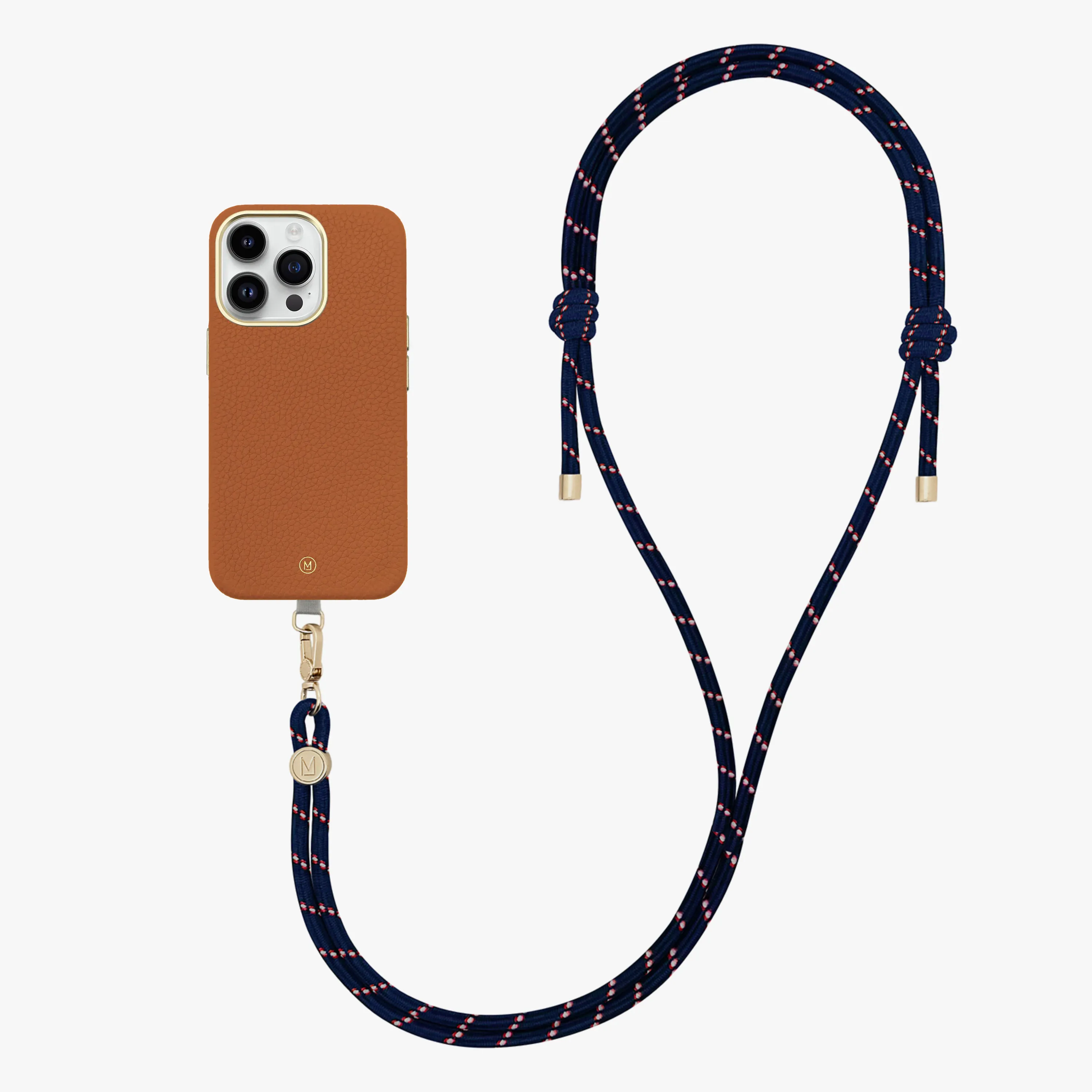 iPhone 16 Pro Max Leather MagSafe Case with Crossbody Rope Strap