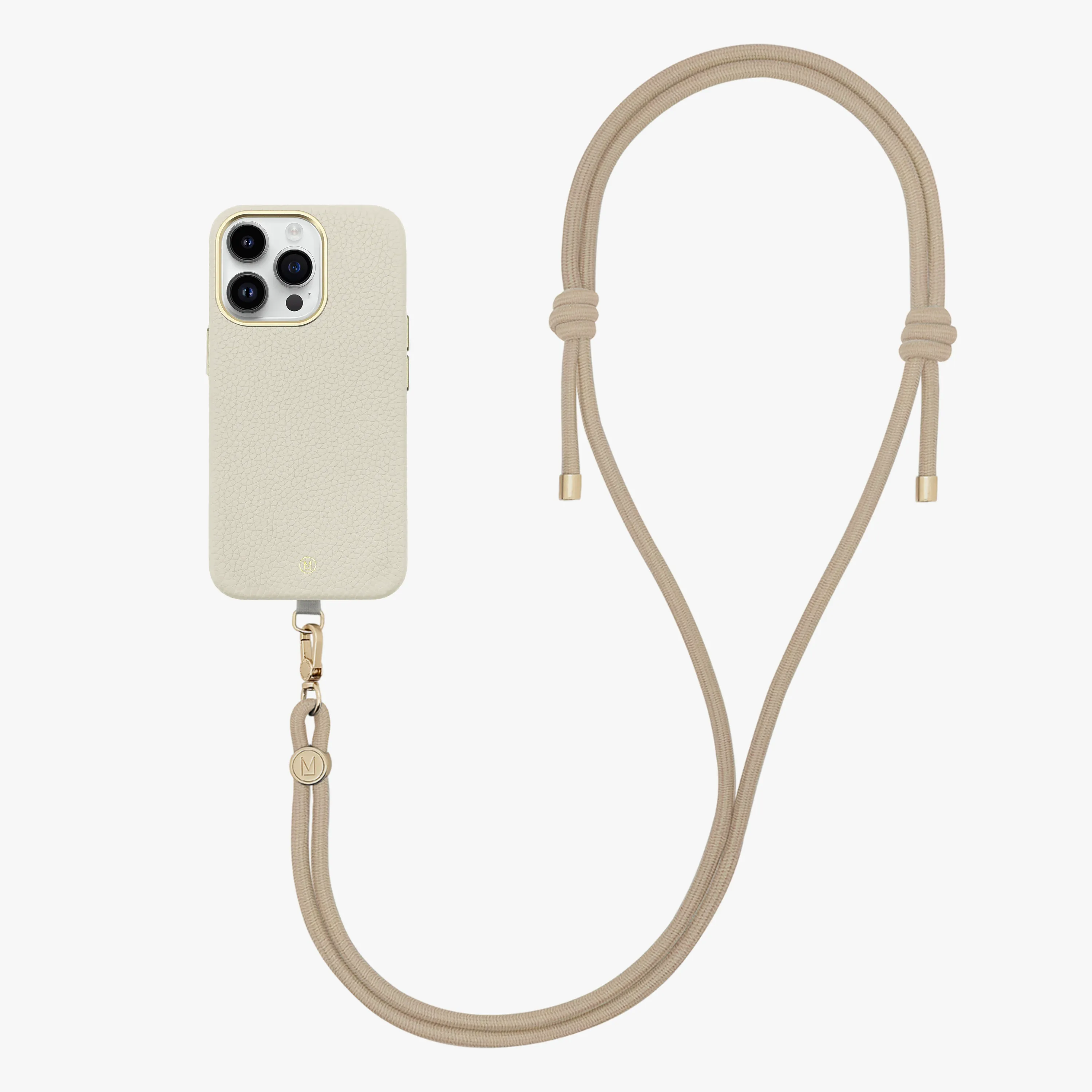 iPhone 16 Pro Max Leather MagSafe Case with Crossbody Rope Strap