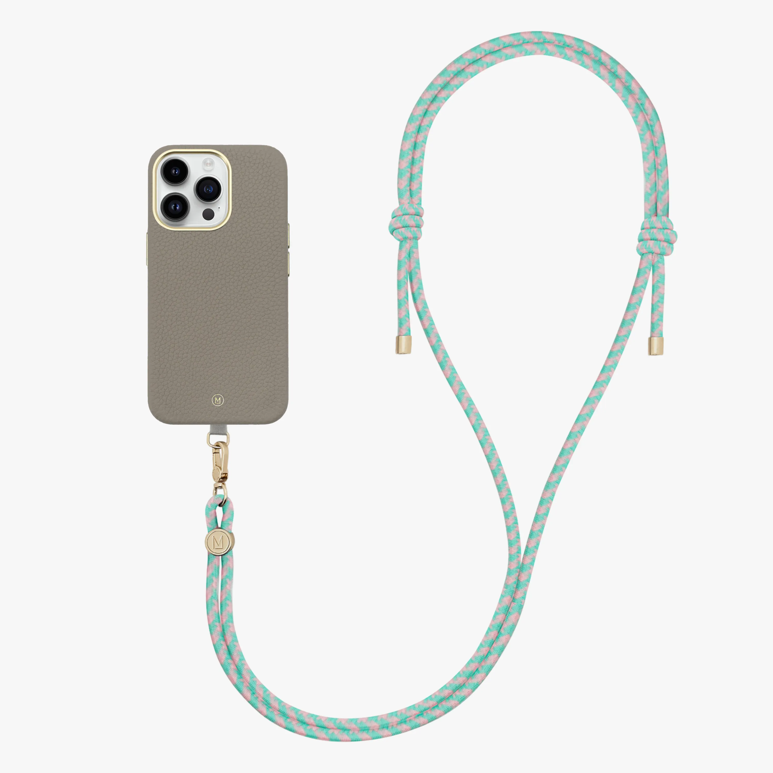 iPhone 16 Pro Max Leather MagSafe Case with Crossbody Rope Strap