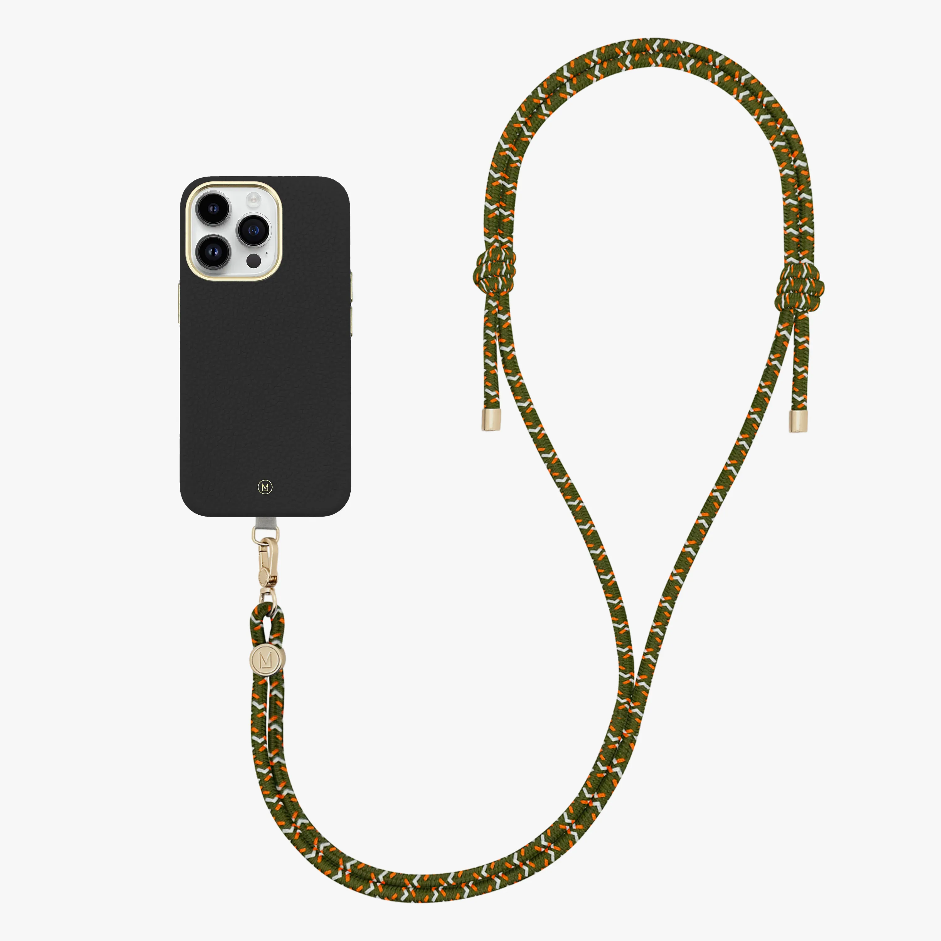 iPhone 16 Pro Max Leather MagSafe Case with Crossbody Rope Strap