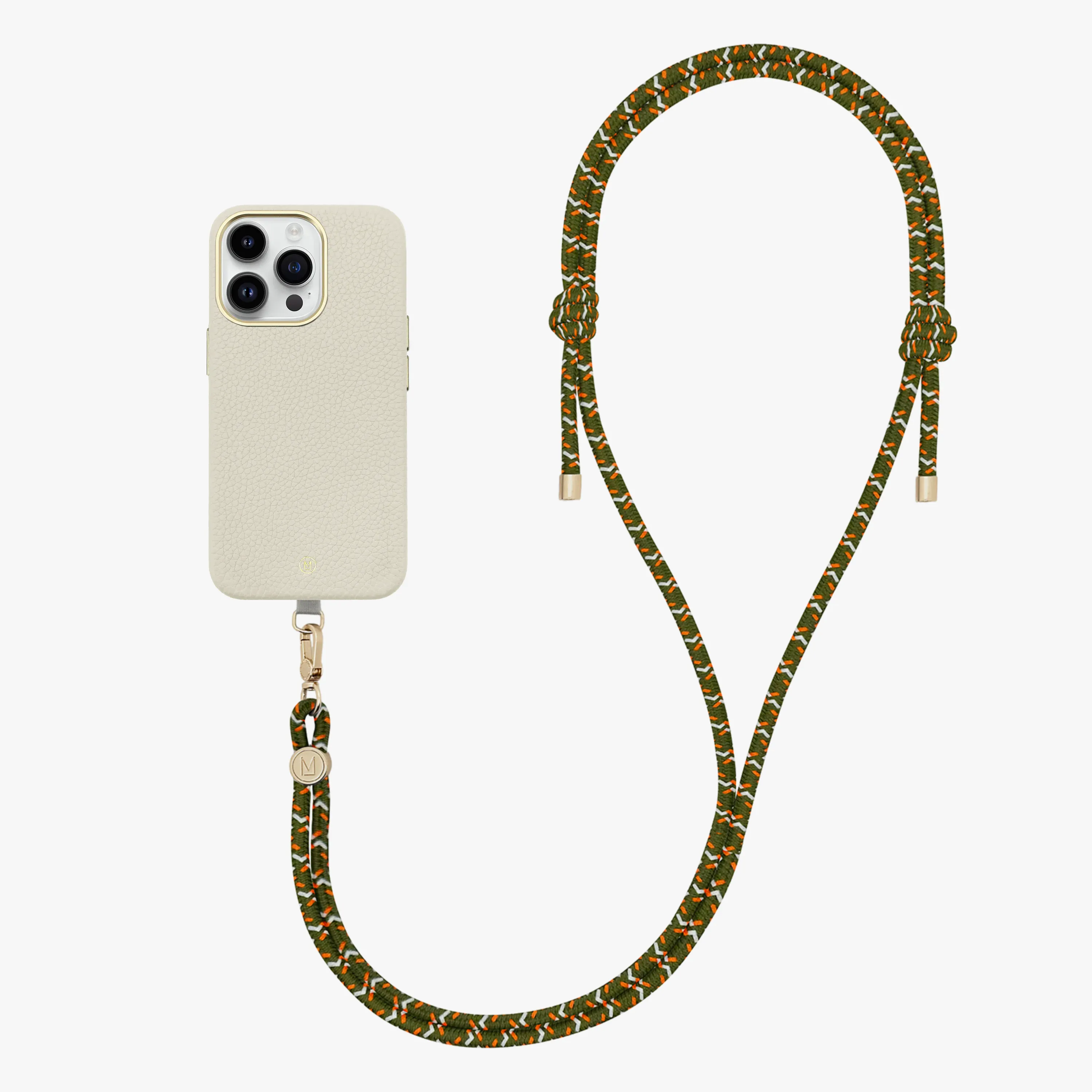 iPhone 16 Pro Max Leather MagSafe Case with Crossbody Rope Strap
