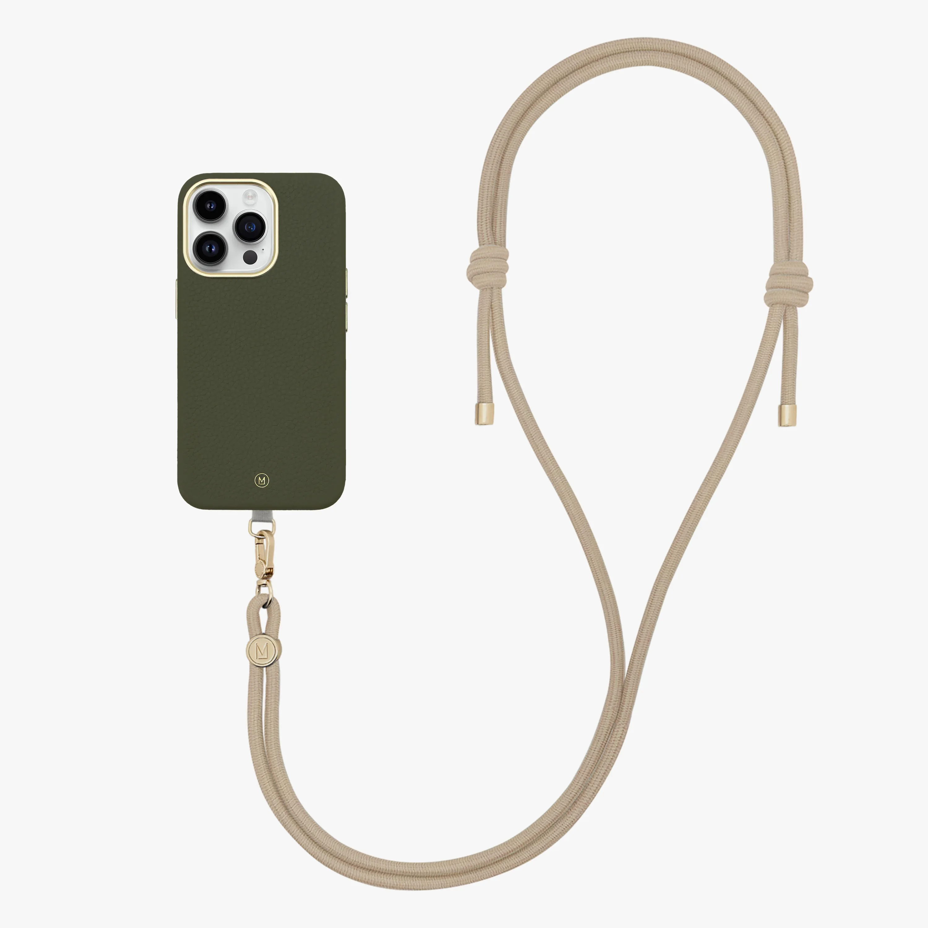 iPhone 16 Pro Max Leather MagSafe Case with Crossbody Rope Strap