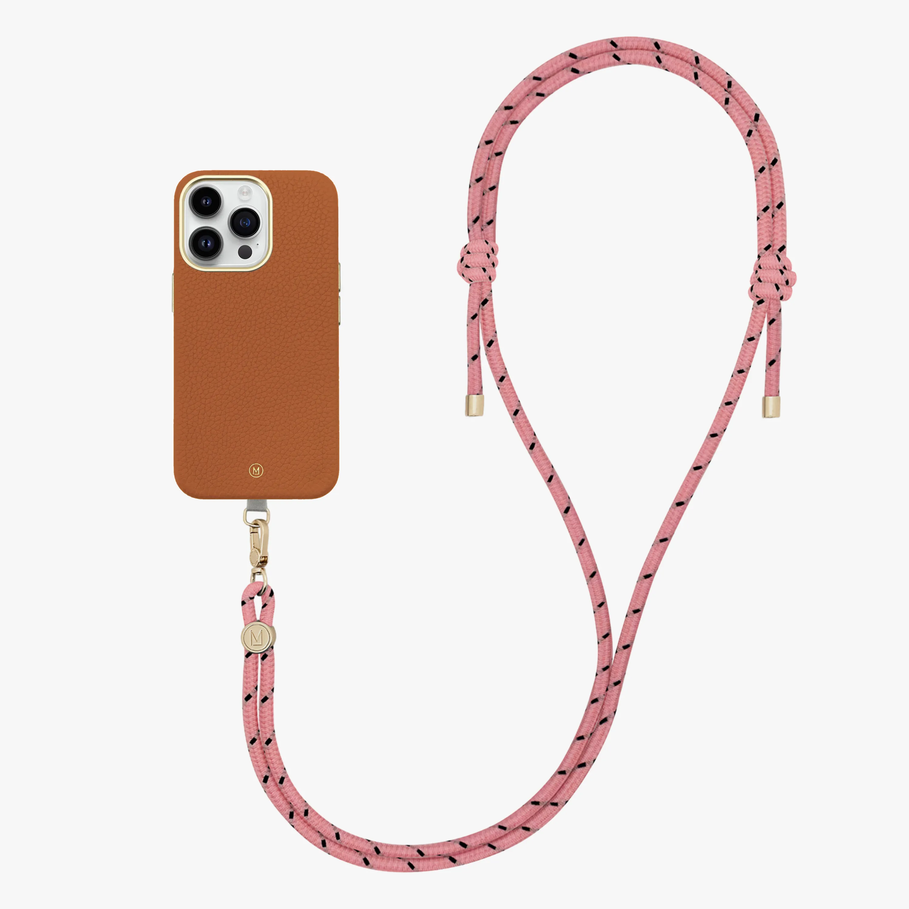 iPhone 16 Pro Max Leather MagSafe Case with Crossbody Rope Strap
