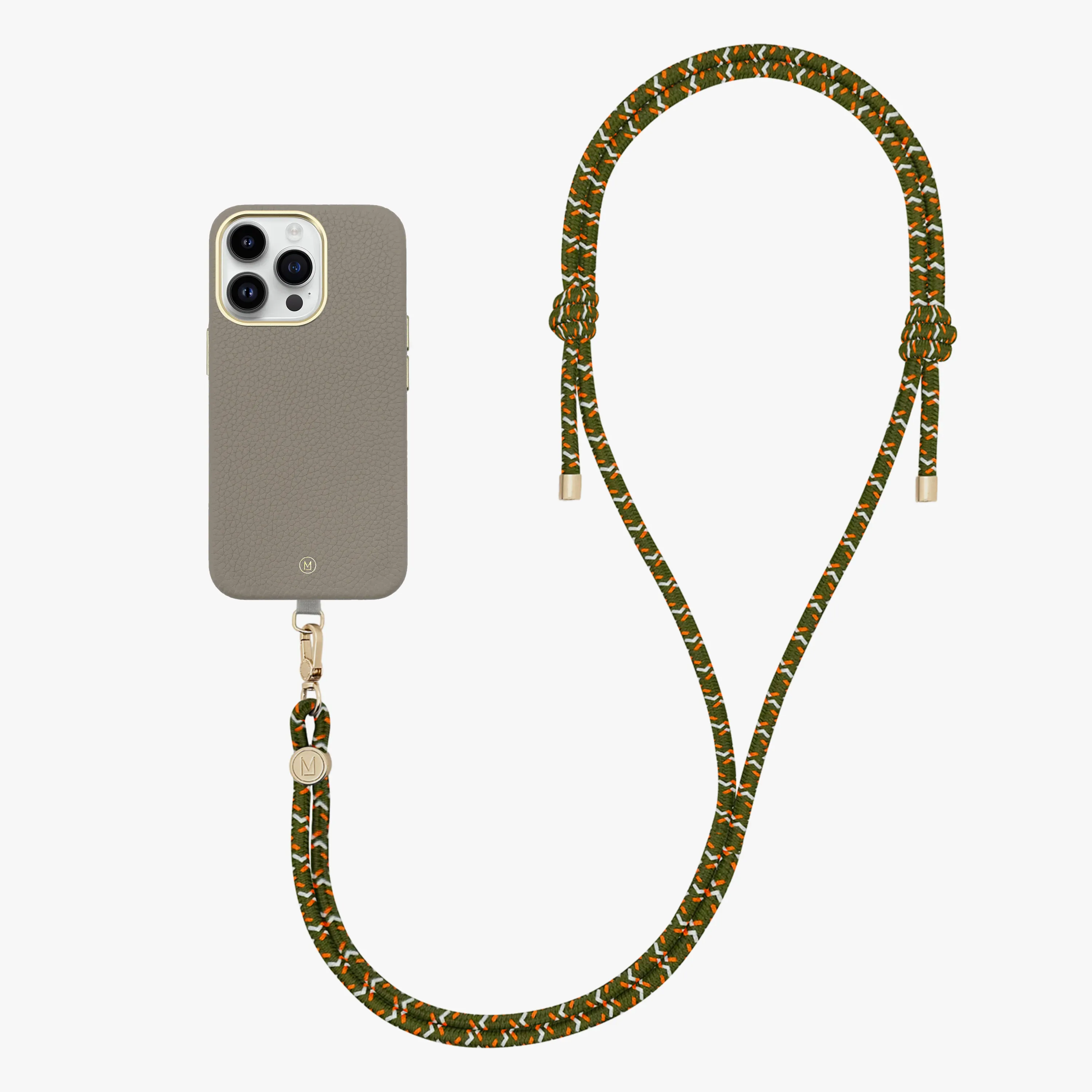 iPhone 16 Pro Max Leather MagSafe Case with Crossbody Rope Strap