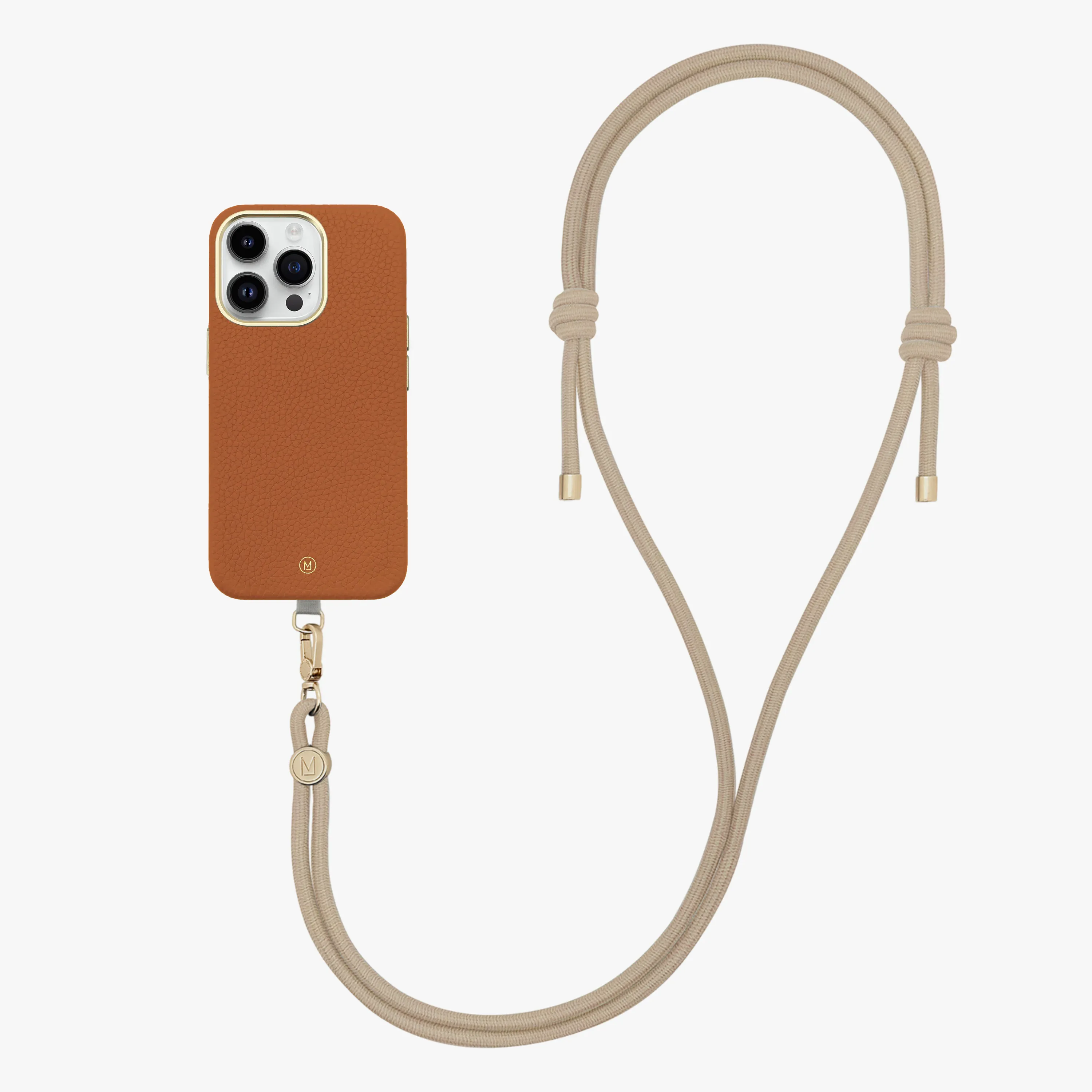 iPhone 16 Pro Max Leather MagSafe Case with Crossbody Rope Strap