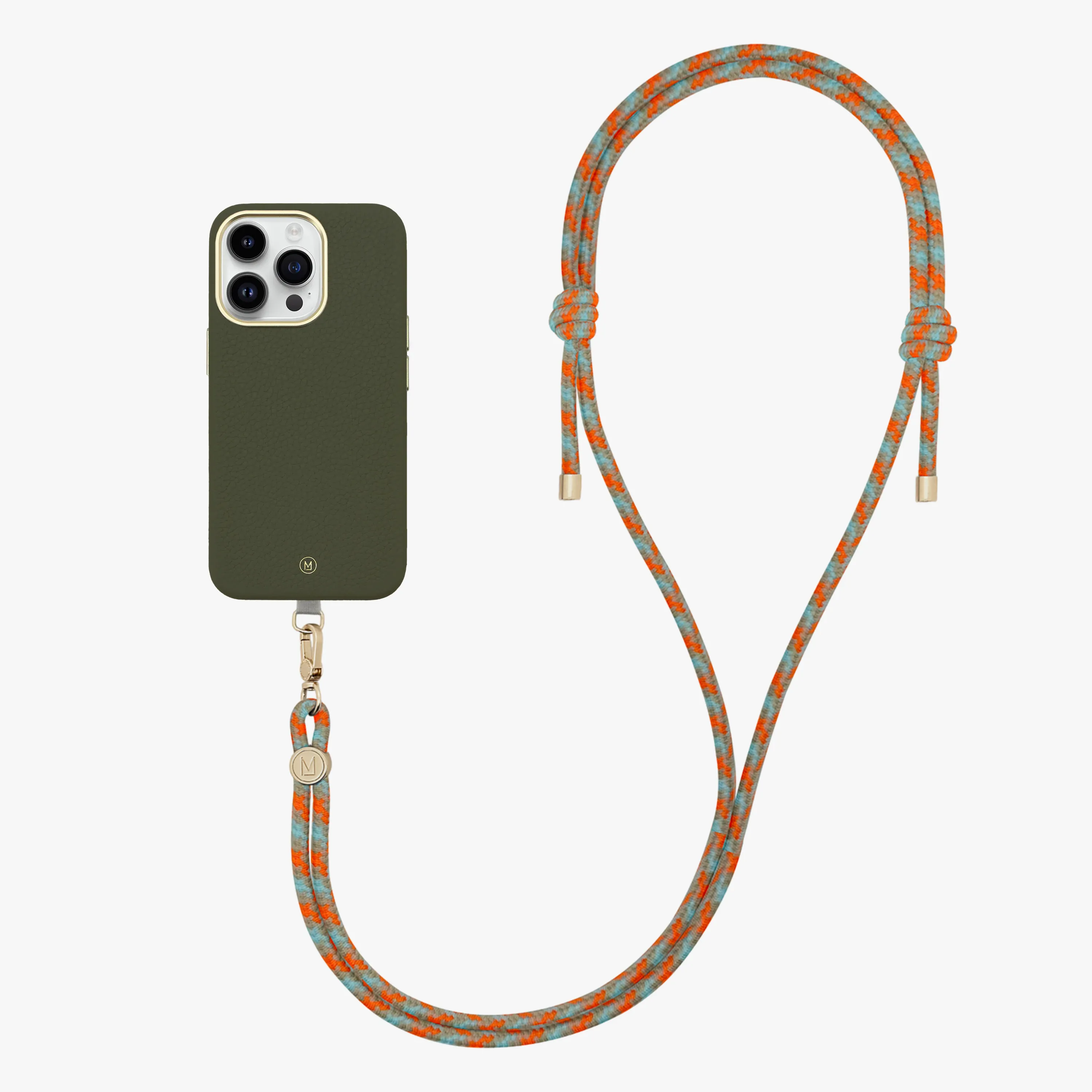 iPhone 16 Pro Max Leather MagSafe Case with Crossbody Rope Strap