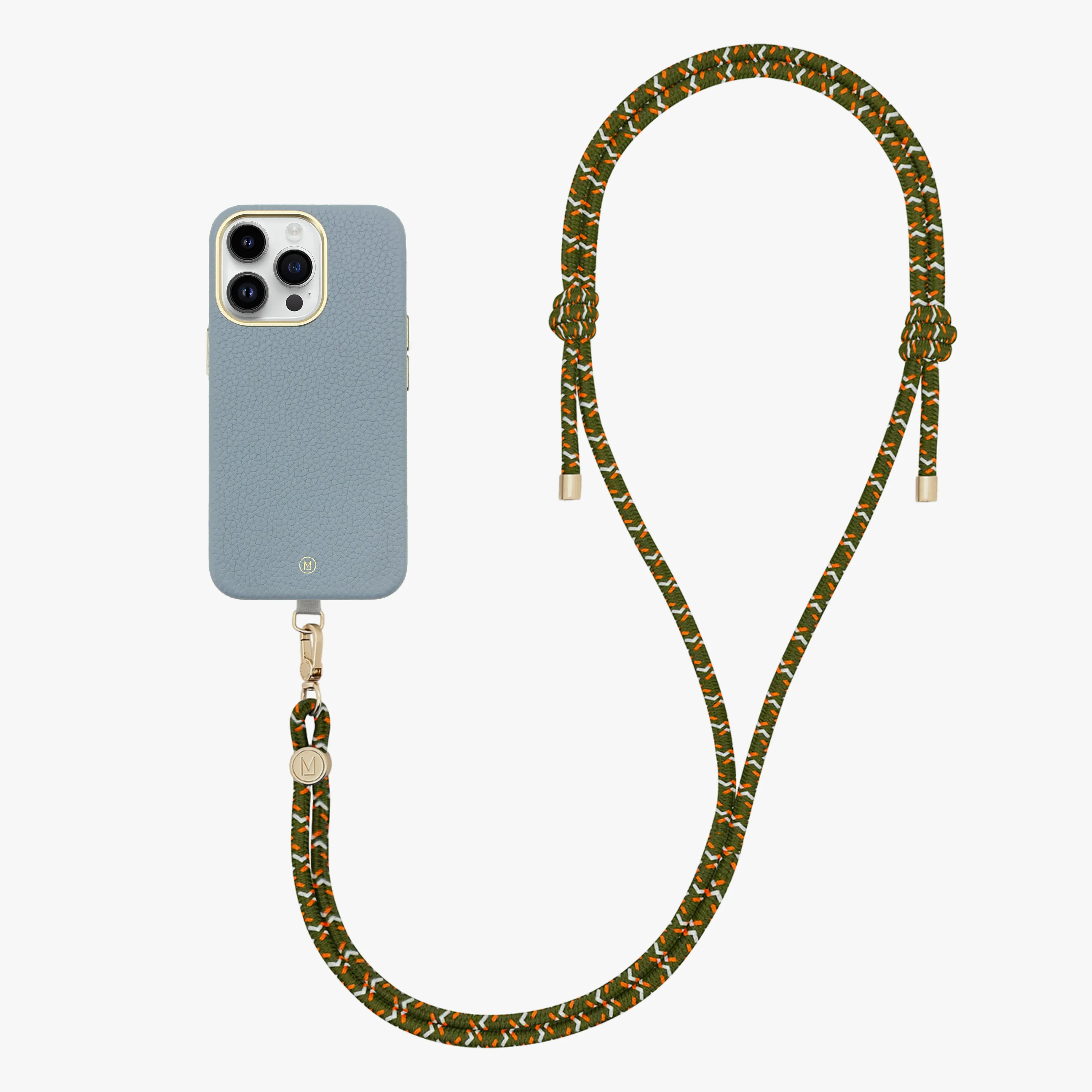iPhone 16 Pro Max Leather MagSafe Case with Crossbody Rope Strap